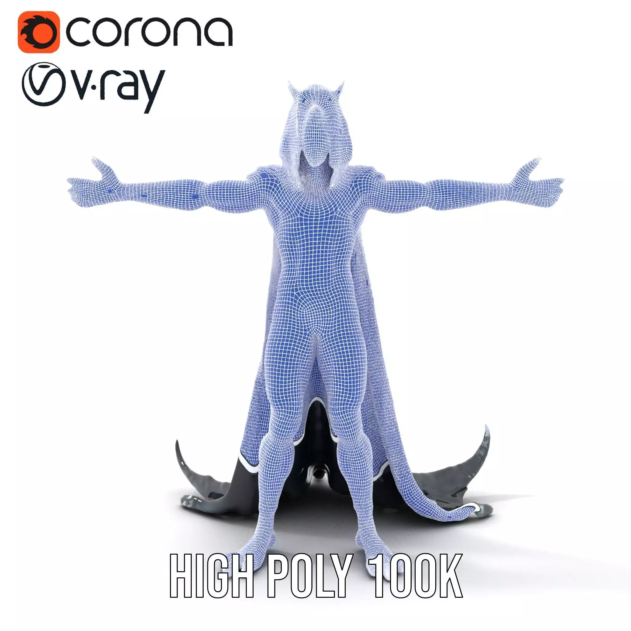 Dark Demon Character Model Pack with Armor and Cape Low-poly 3D model_33