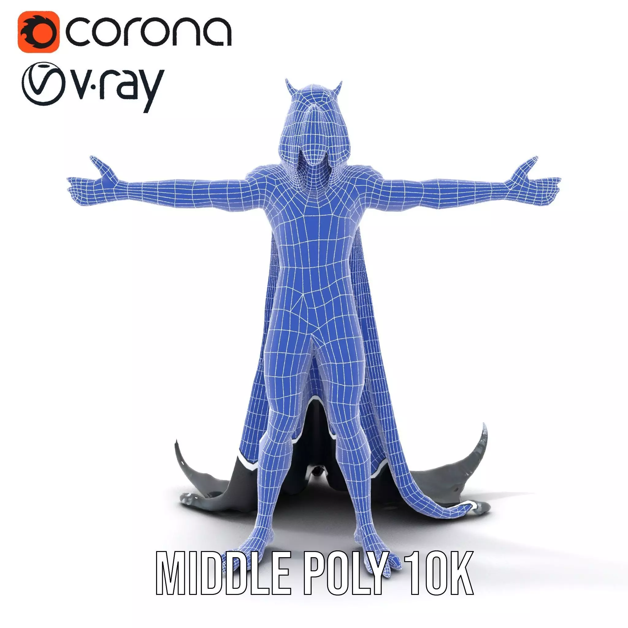 Dark Demon Character Model Pack with Armor and Cape Low-poly 3D model_29