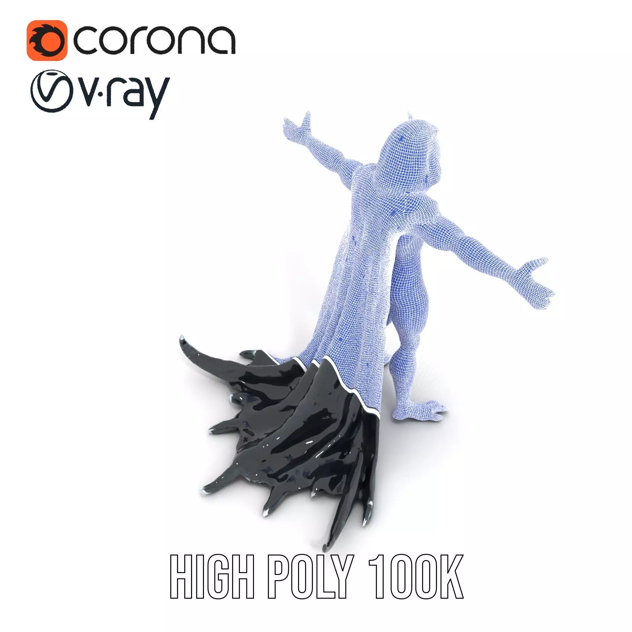 Dark Demon Character Model Pack with Armor and Cape Low-poly 3D model_28