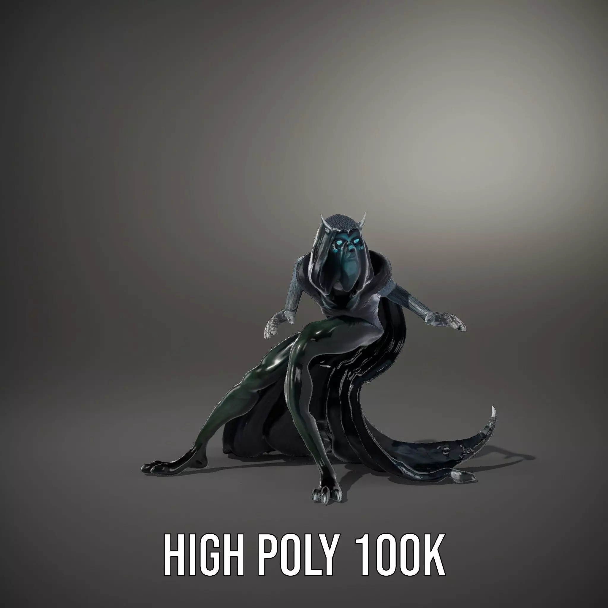 Dark Demon Character Model Pack with Armor and Cape Low-poly 3D model_32