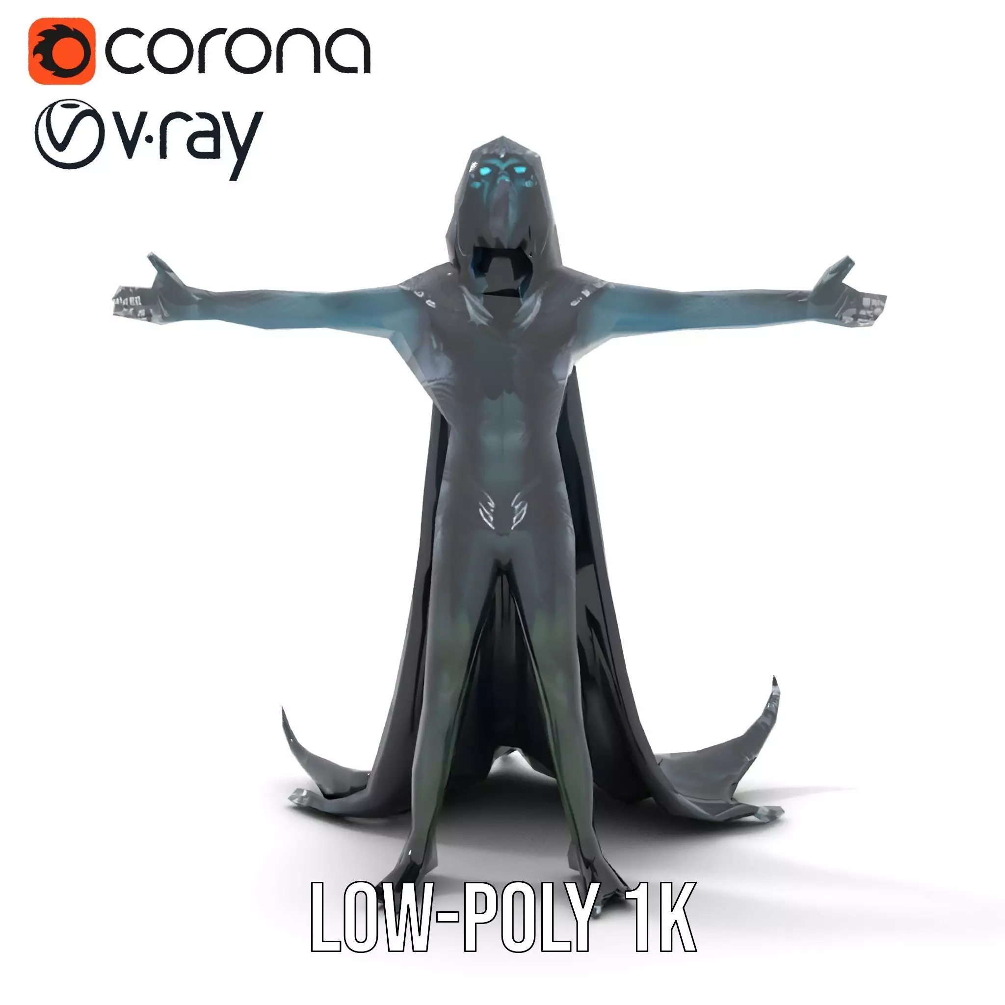 Dark Demon Character Model Pack with Armor and Cape Low-poly 3D model_22