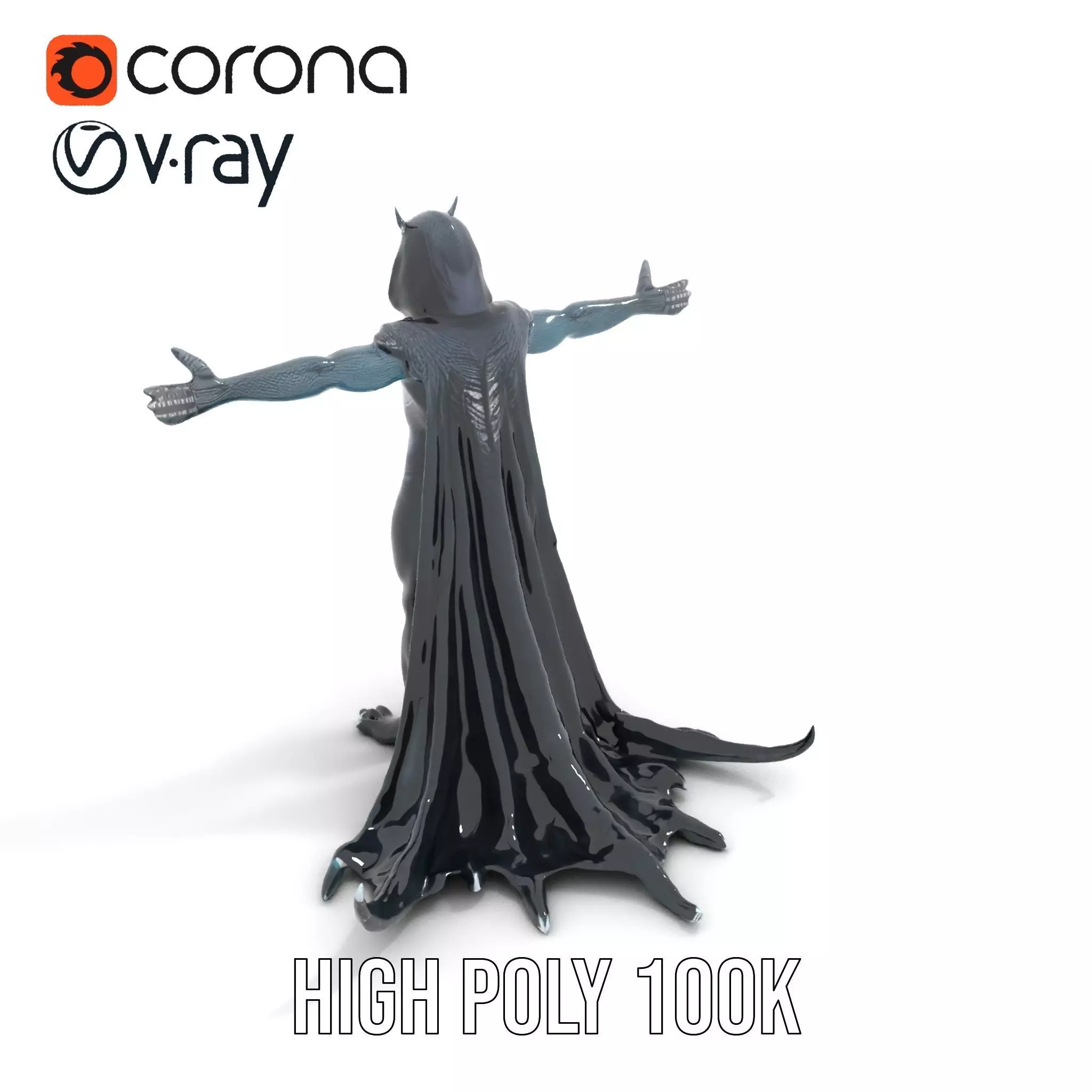 Dark Demon Character Model Pack with Armor and Cape Low-poly 3D model_20