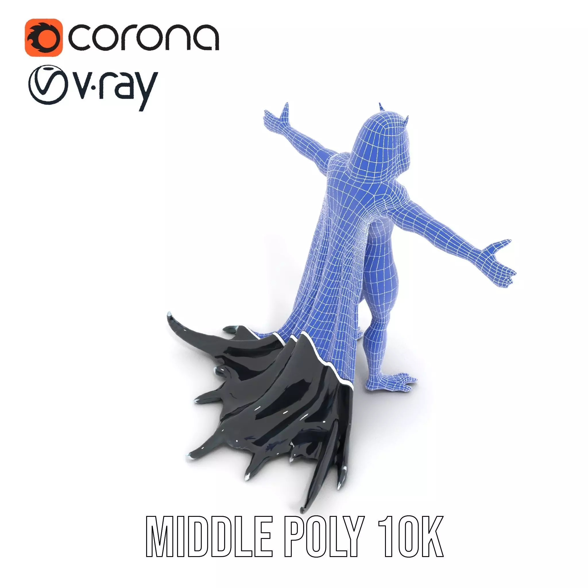 Dark Demon Character Model Pack with Armor and Cape Low-poly 3D model_13