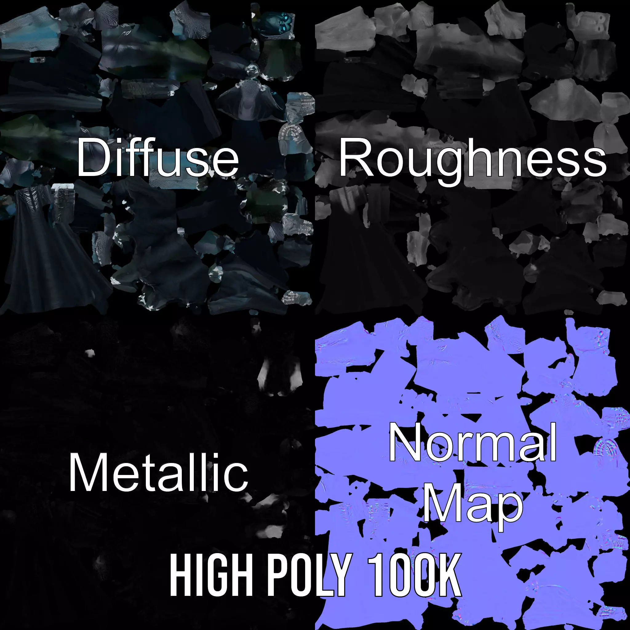 Dark Demon Character Model Pack with Armor and Cape Low-poly 3D model_3