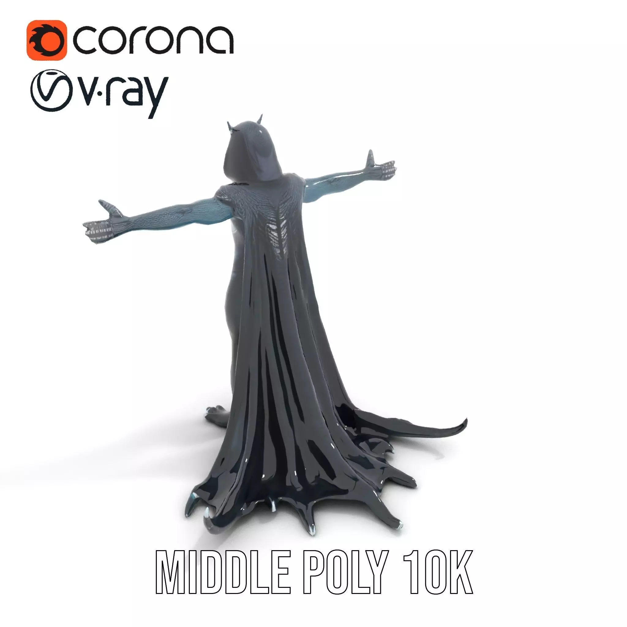 Dark Demon Character Model Pack with Armor and Cape Low-poly 3D model_15