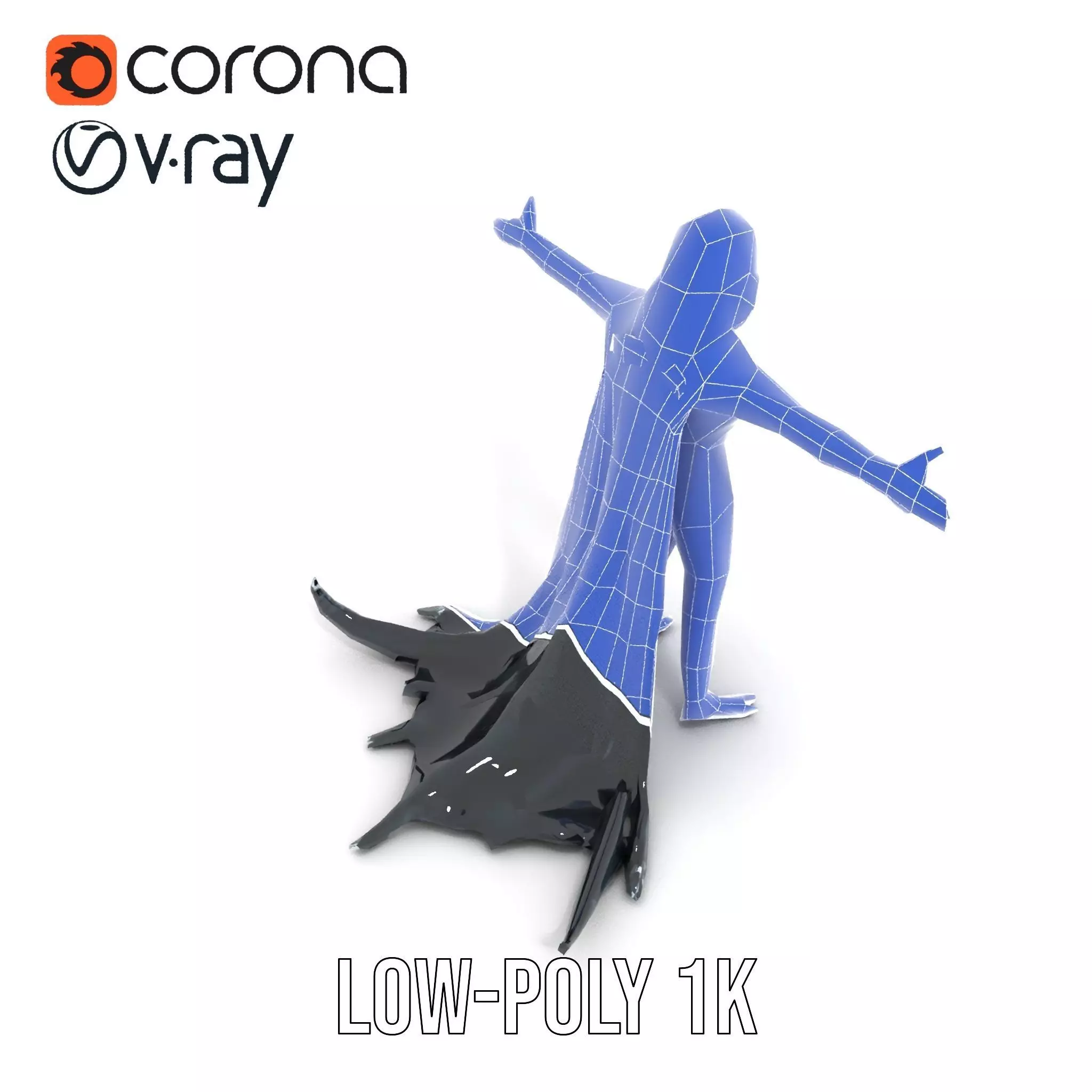 Dark Demon Character Model Pack with Armor and Cape Low-poly 3D model_30