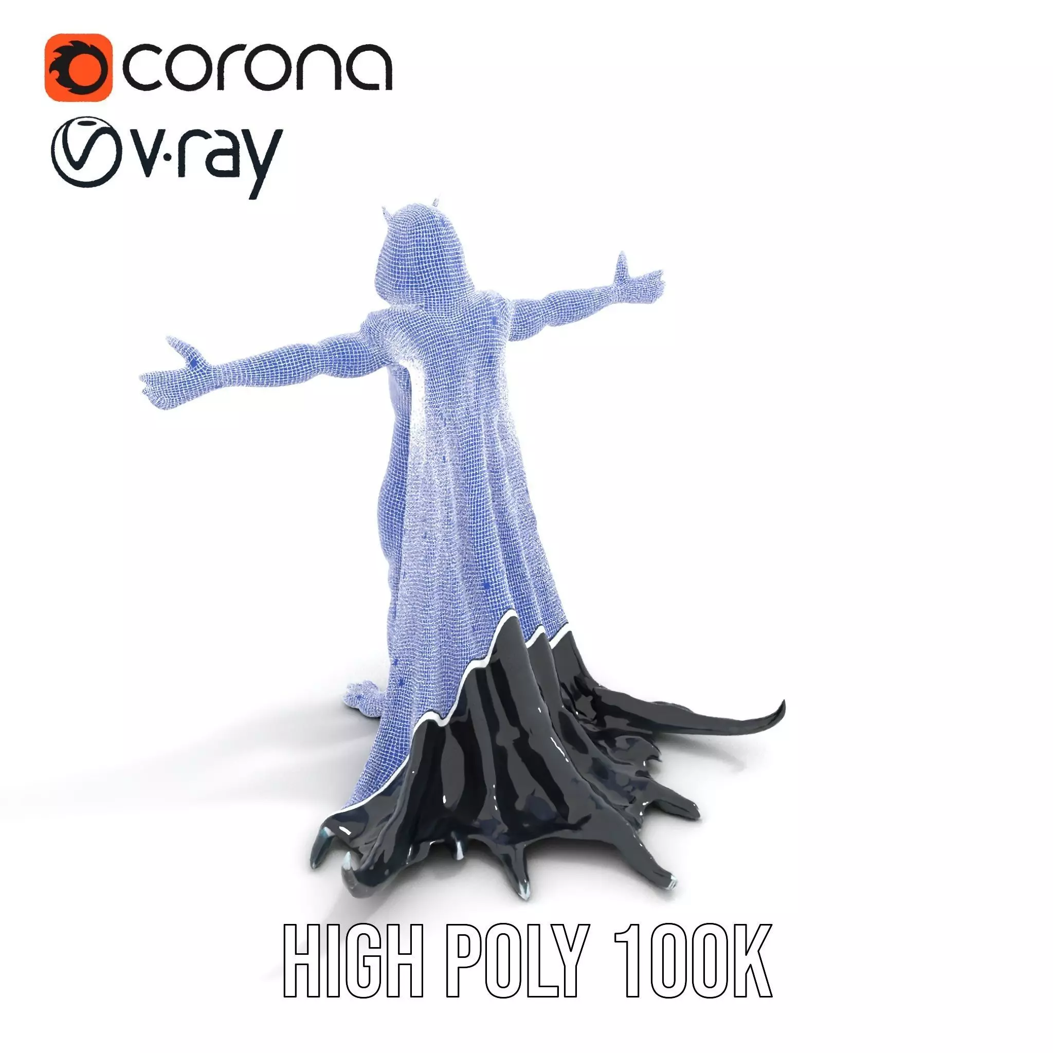 Dark Demon Character Model Pack with Armor and Cape Low-poly 3D model_17