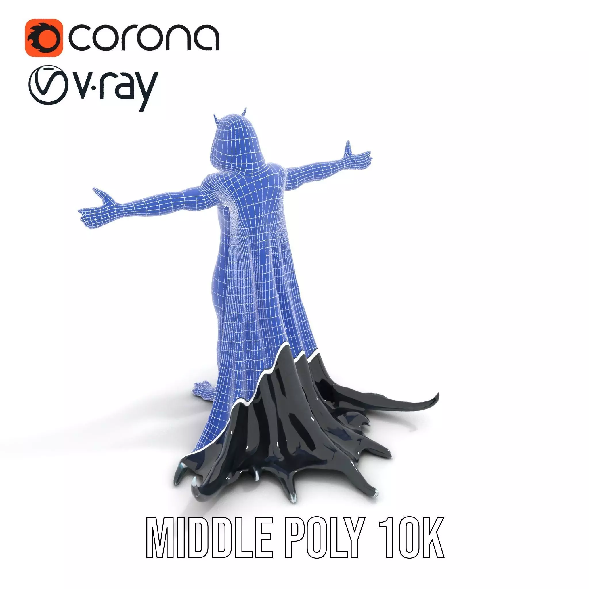 Dark Demon Character Model Pack with Armor and Cape Low-poly 3D model_5