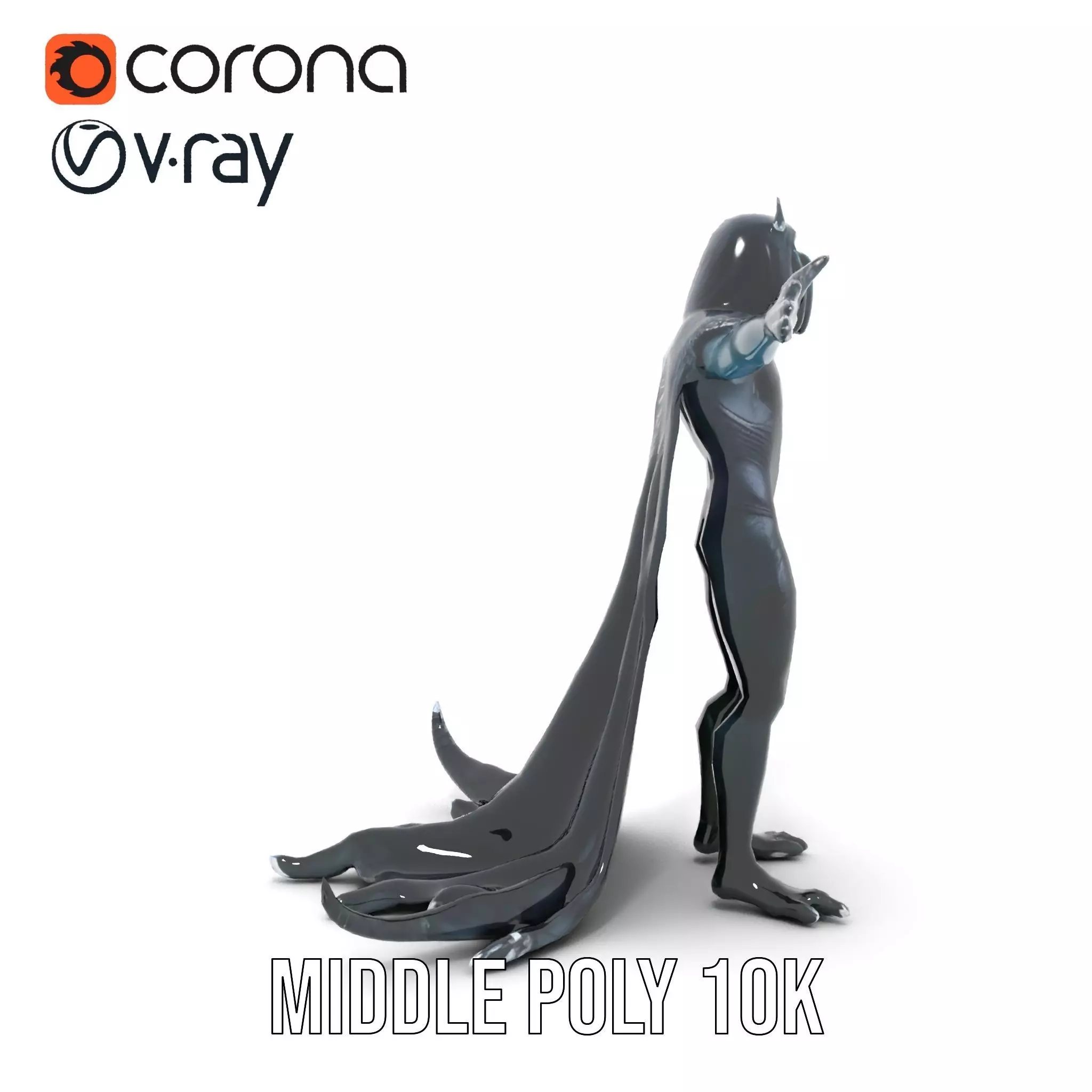 Dark Demon Character Model Pack with Armor and Cape Low-poly 3D model_10