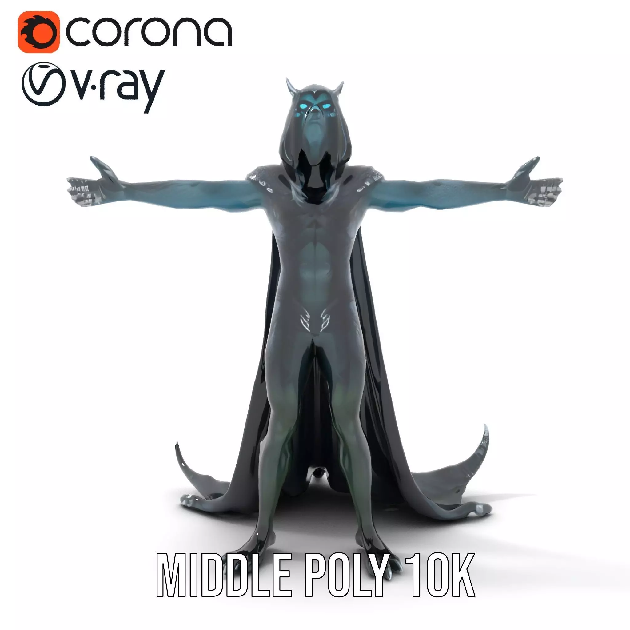 Dark Demon Character Model Pack with Armor and Cape Low-poly 3D model_18