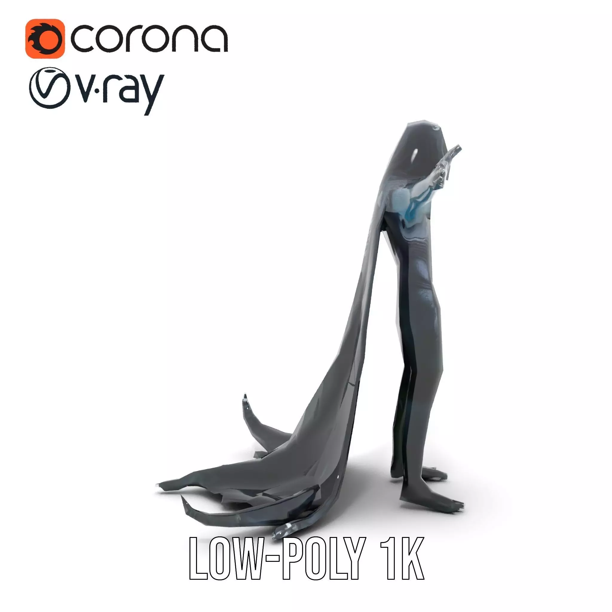 Dark Demon Character Model Pack with Armor and Cape Low-poly 3D model_8