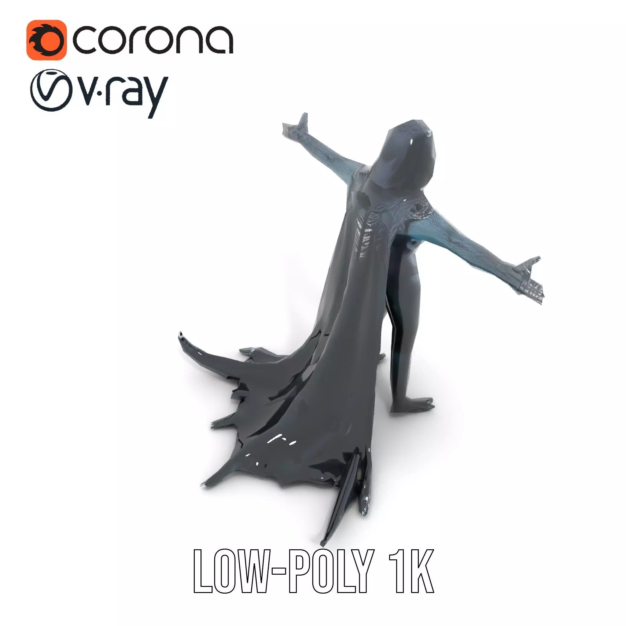 Dark Demon Character Model Pack with Armor and Cape Low-poly 3D model_16