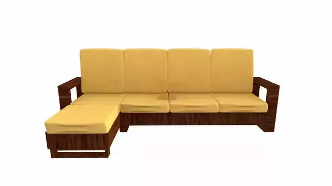 L Shape Sofa PBR Textured Low-poly 3D model