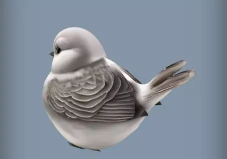 3d model of Snowy white bird in winter 3D print model_3