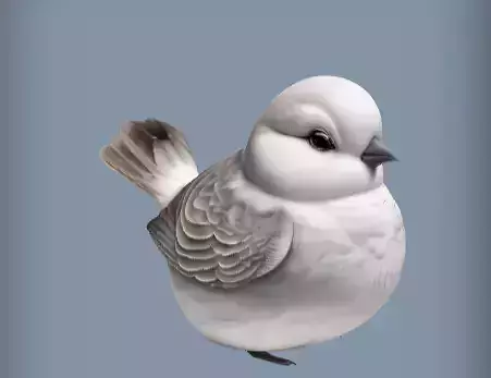 3d model of Snowy white bird in winter 3D print model