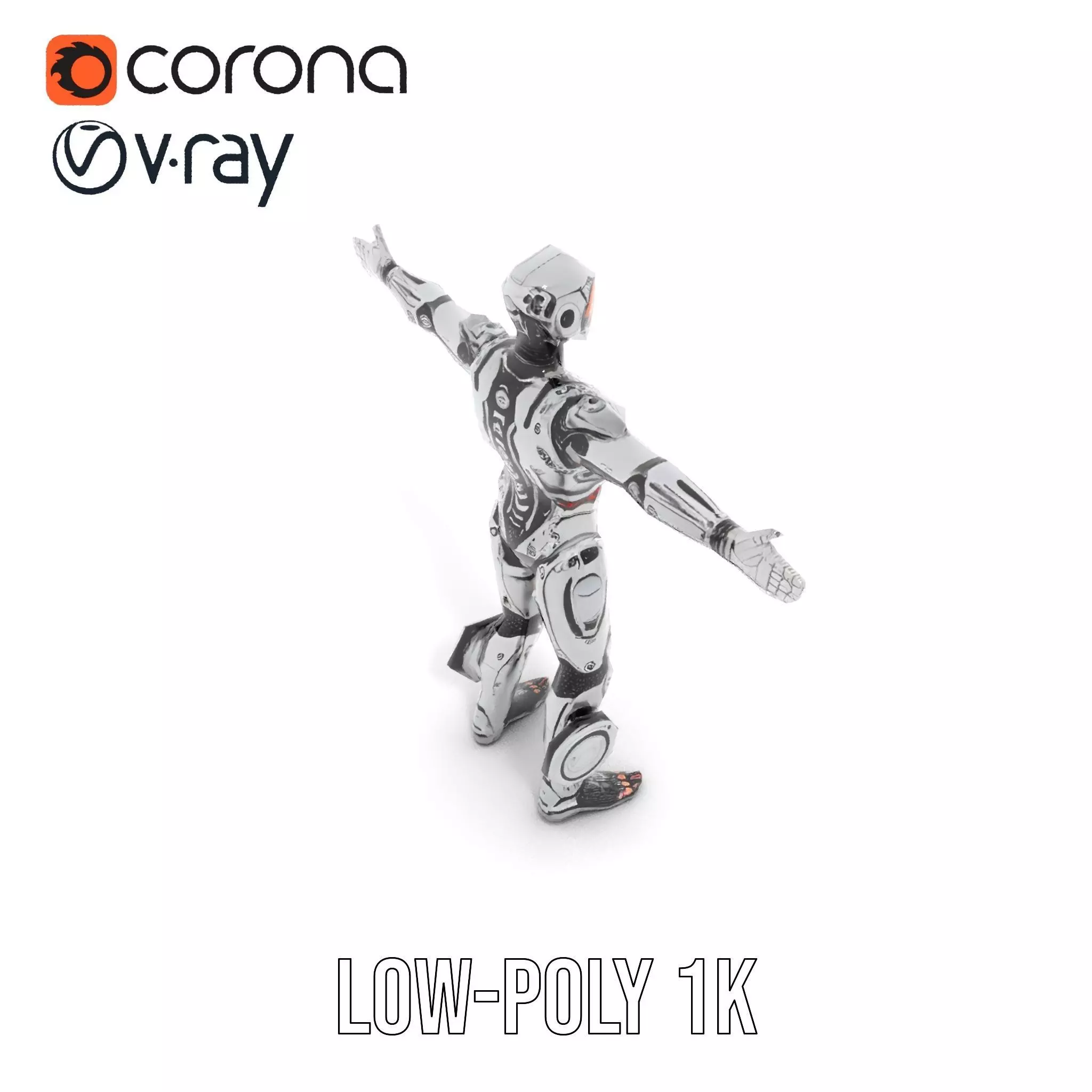 Futuristic Android Soldier Model Pack Low-poly 3D model_8