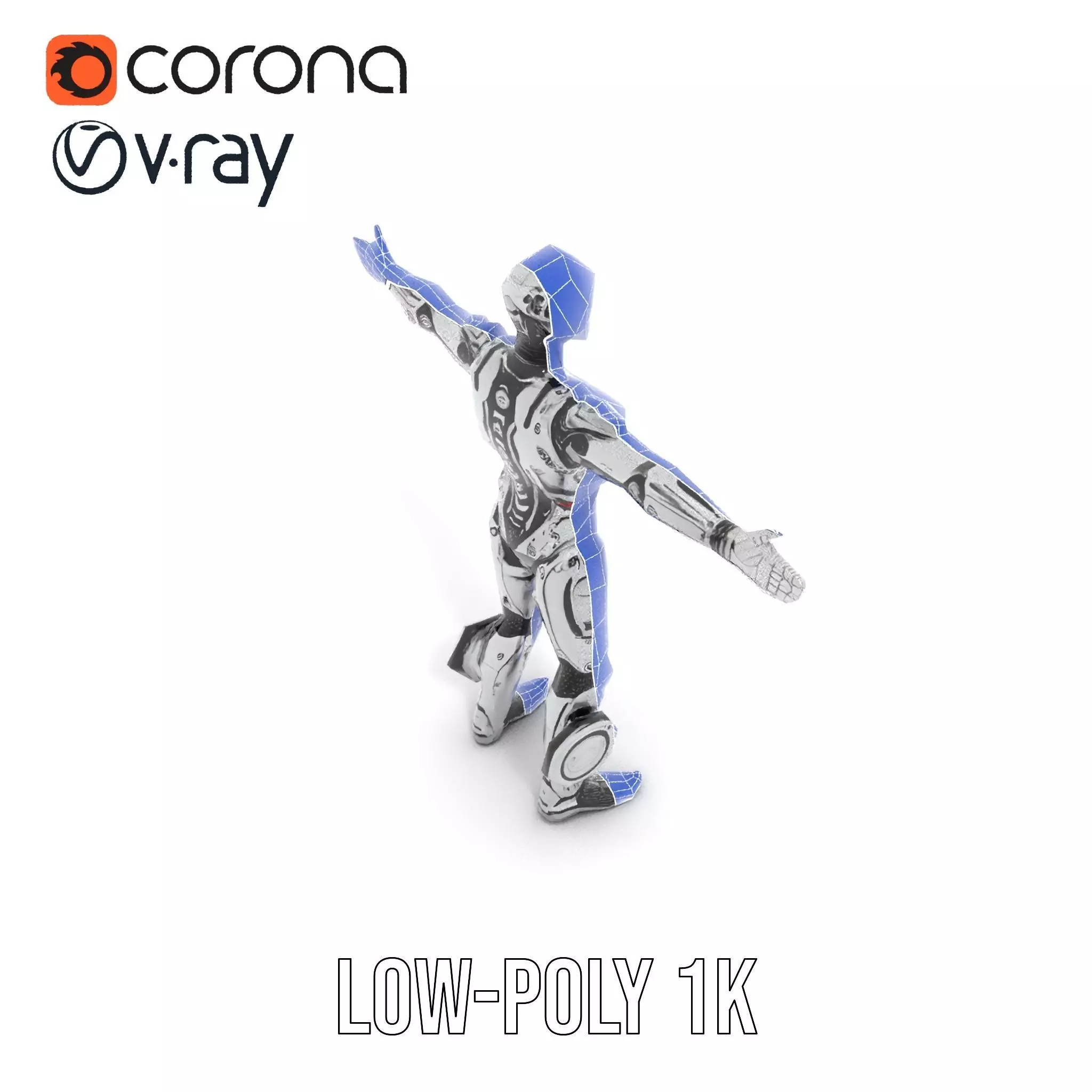 Futuristic Android Soldier Model Pack Low-poly 3D model_25