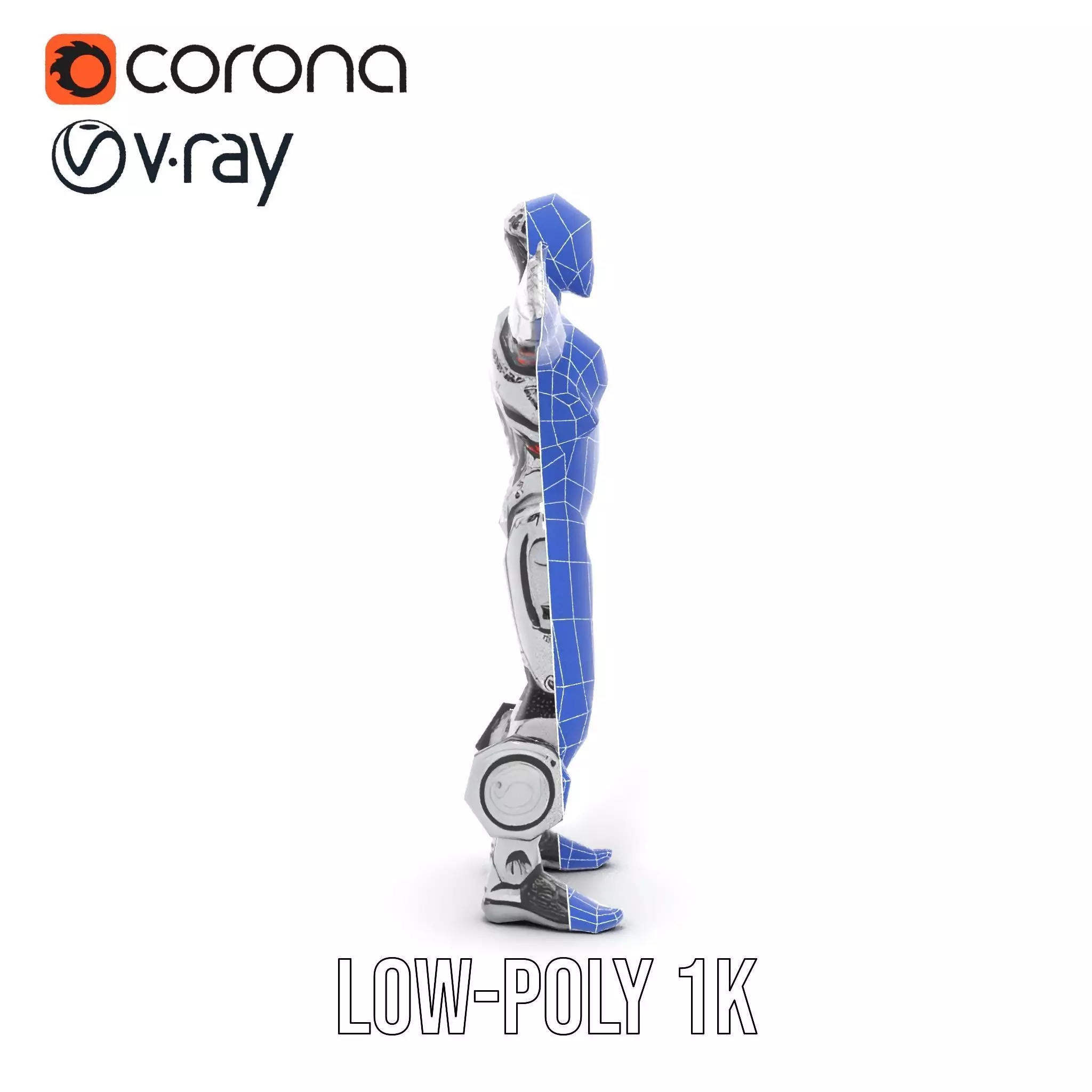 Futuristic Android Soldier Model Pack Low-poly 3D model_28