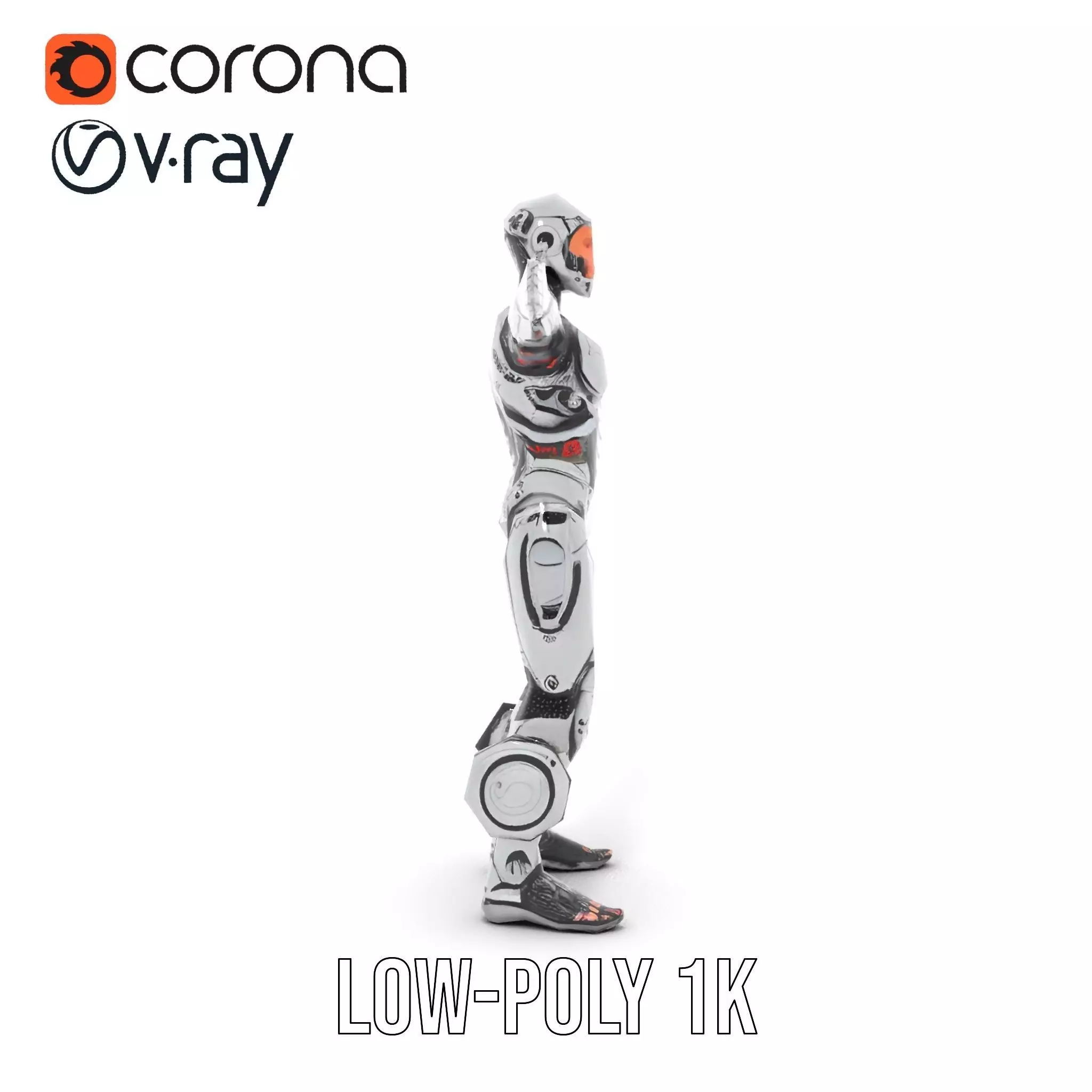 Futuristic Android Soldier Model Pack Low-poly 3D model_9