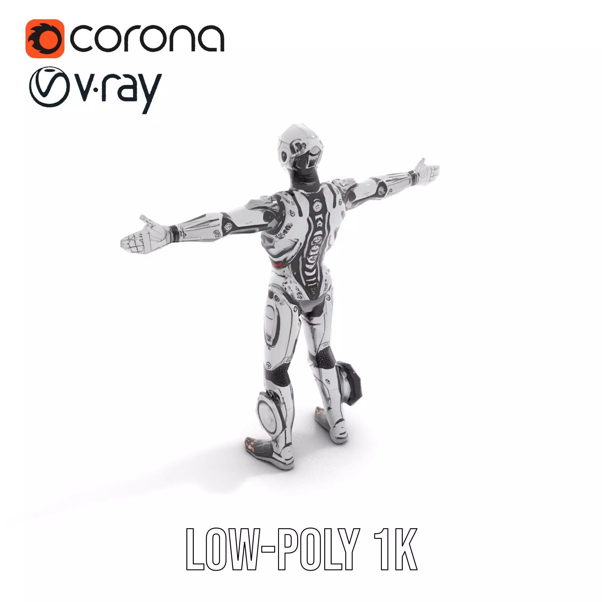 Futuristic Android Soldier Model Pack Low-poly 3D model_17