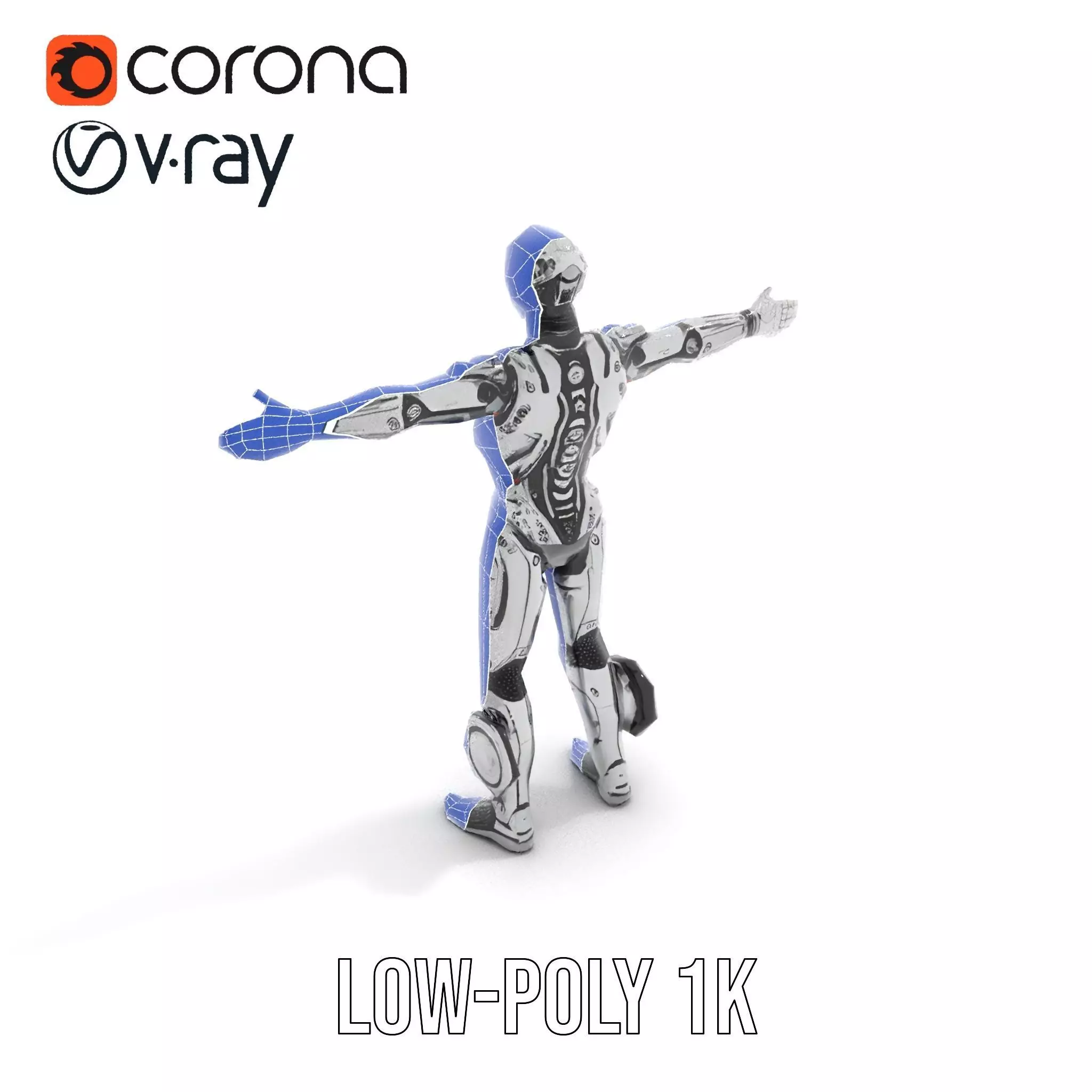 Futuristic Android Soldier Model Pack Low-poly 3D model_22