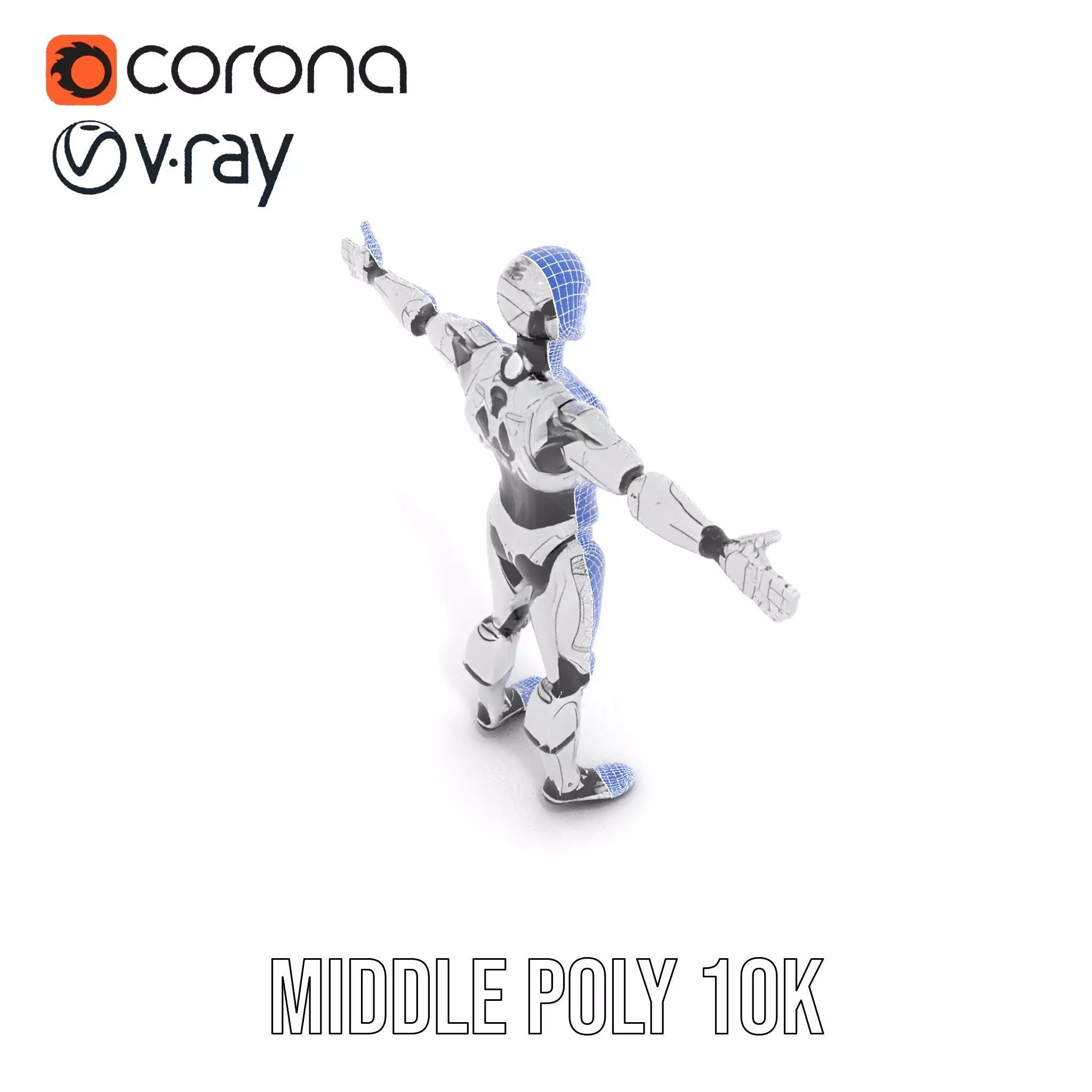 Futuristic Humanoid Robot Model Pack with Articulated Limbs Low-poly 3D model_26