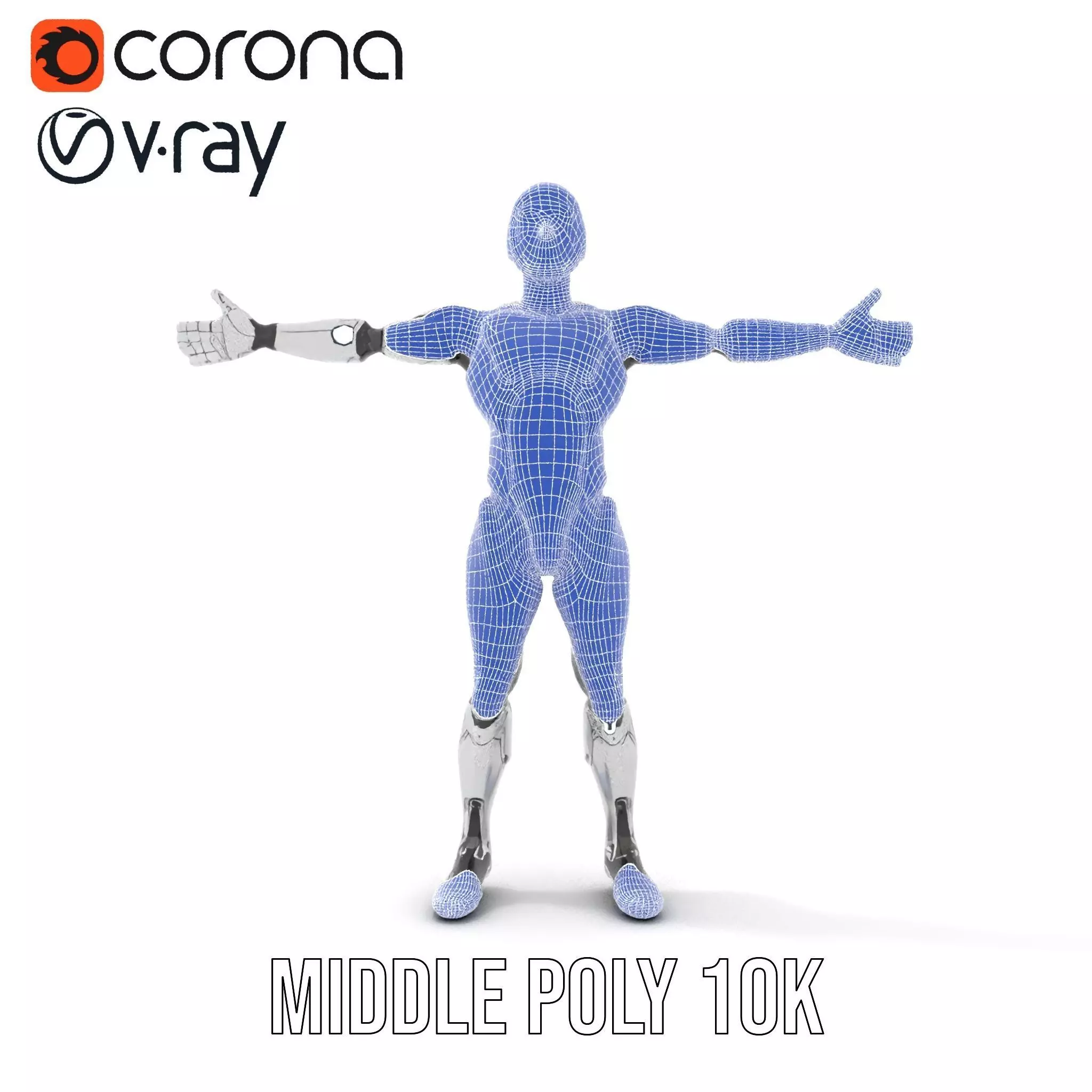 Futuristic Humanoid Robot Model Pack with Articulated Limbs Low-poly 3D model_20