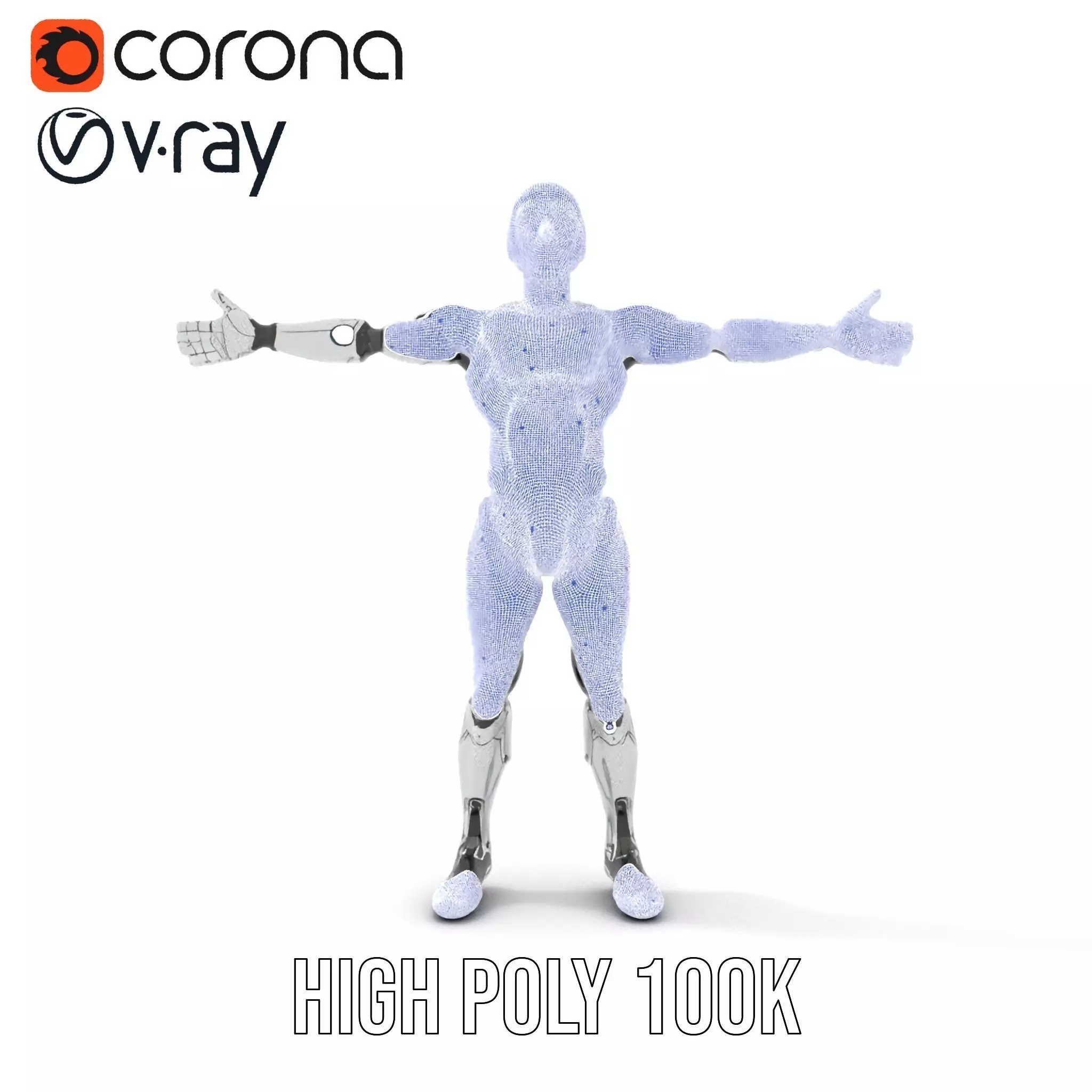 Futuristic Humanoid Robot Model Pack with Articulated Limbs Low-poly 3D model_33