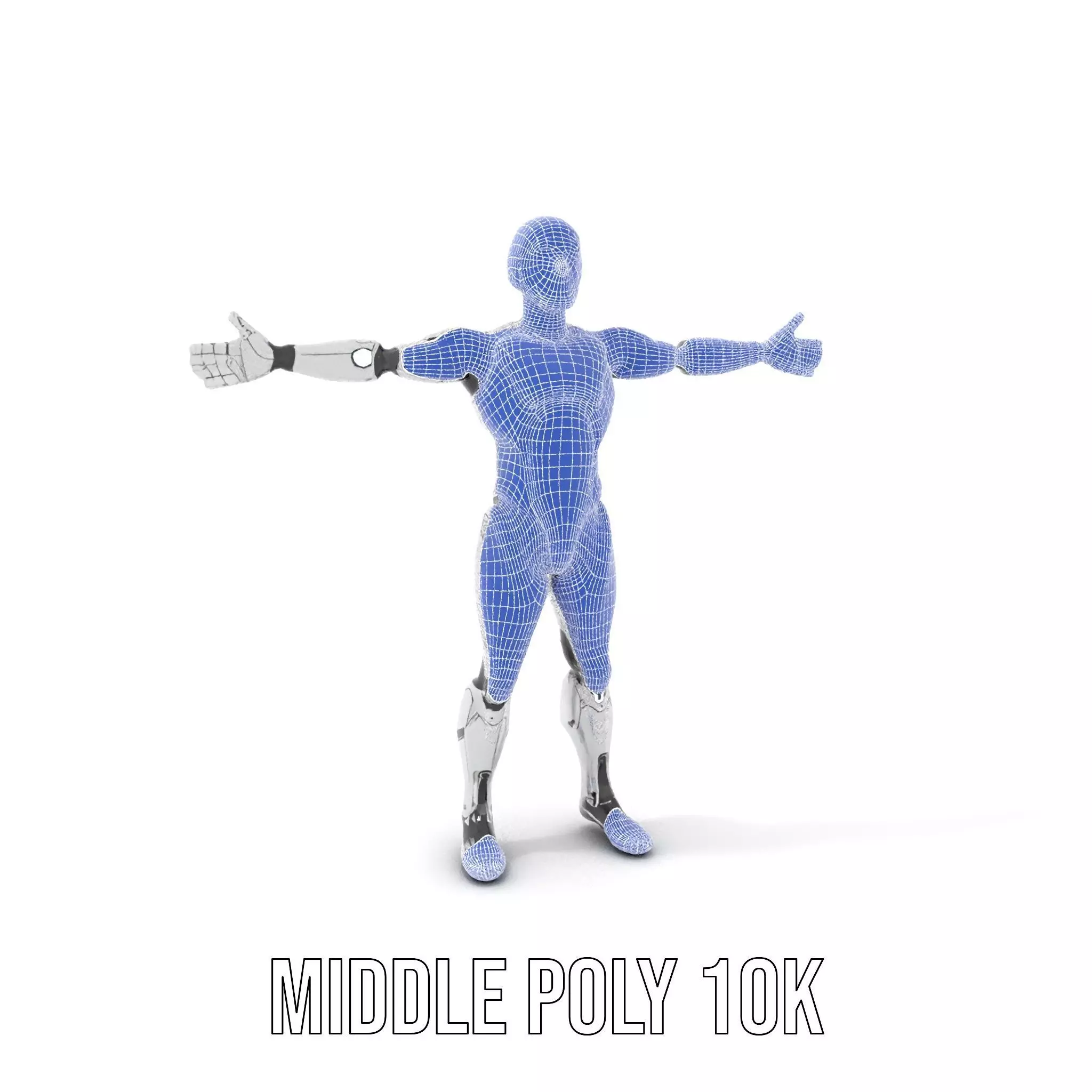 Futuristic Humanoid Robot Model Pack with Articulated Limbs Low-poly 3D model_16