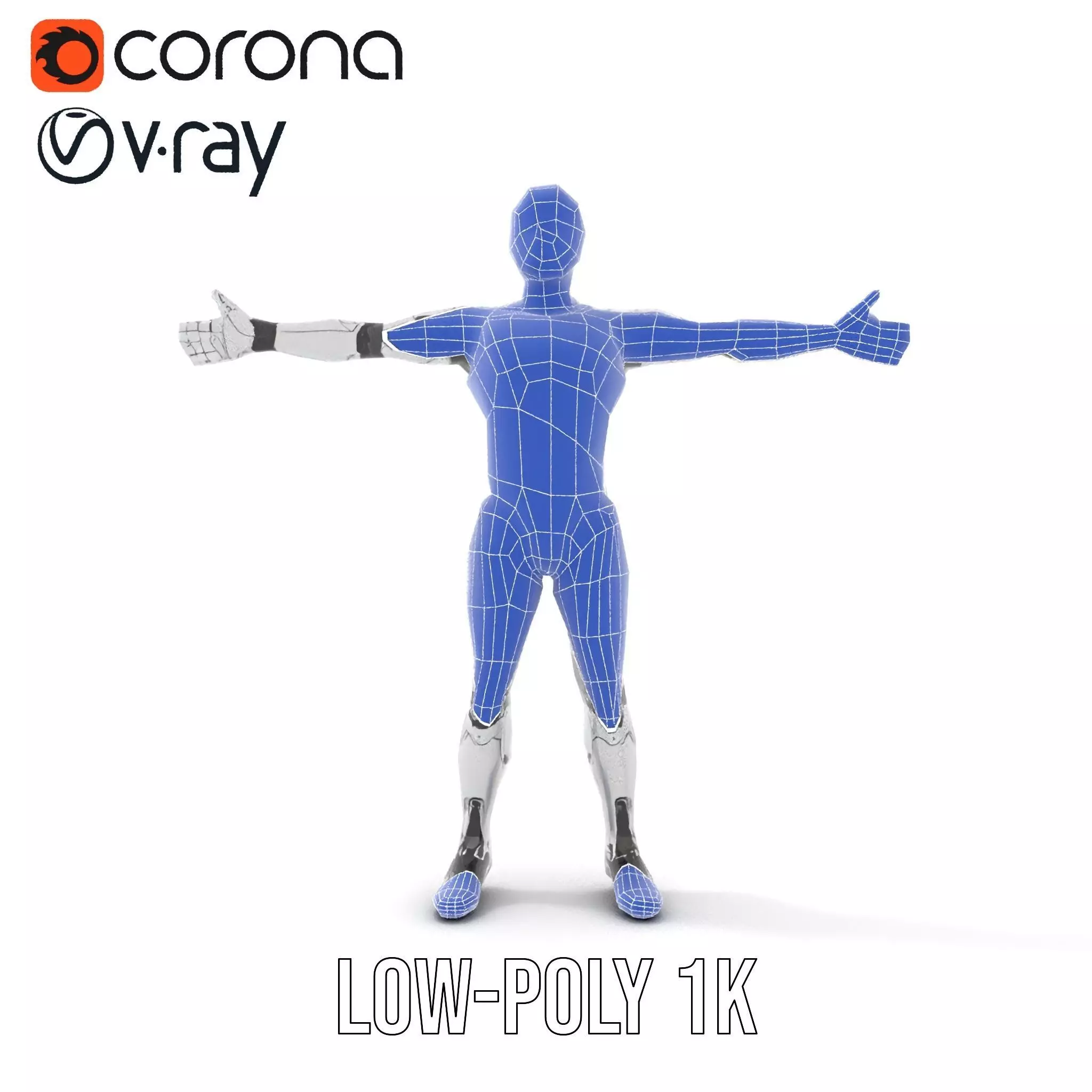 Futuristic Humanoid Robot Model Pack with Articulated Limbs Low-poly 3D model_24