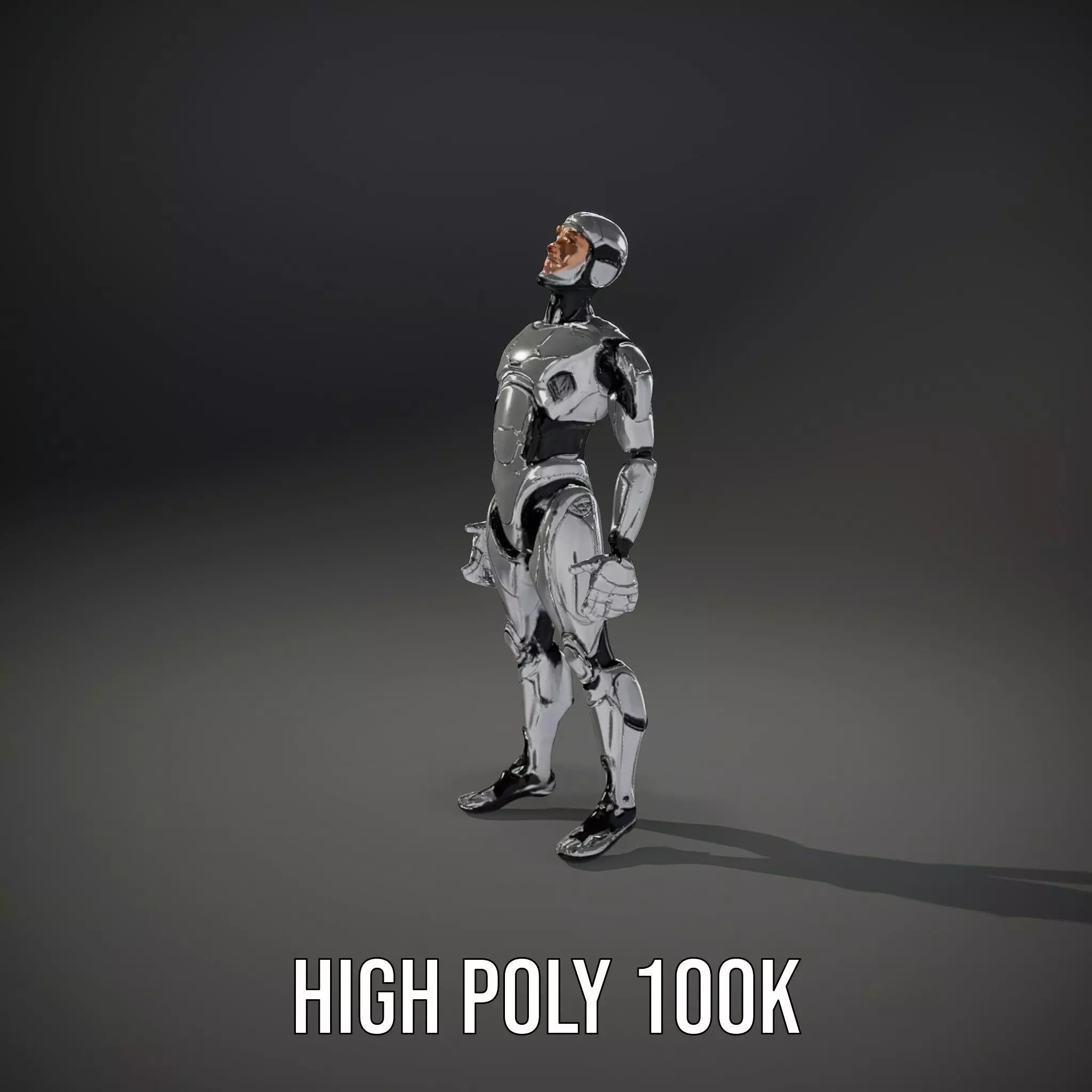 Futuristic Humanoid Robot Model Pack with Articulated Limbs Low-poly 3D model_15