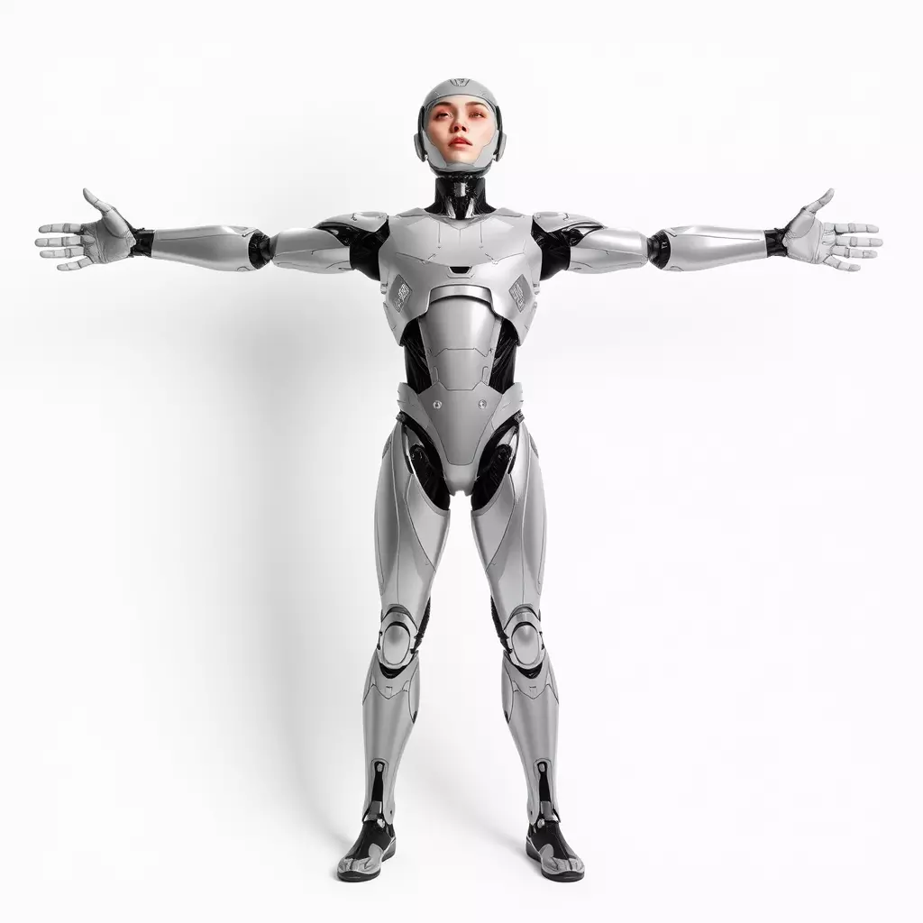 Futuristic Humanoid Robot Model Pack with Articulated Limbs Low-poly 3D model_2