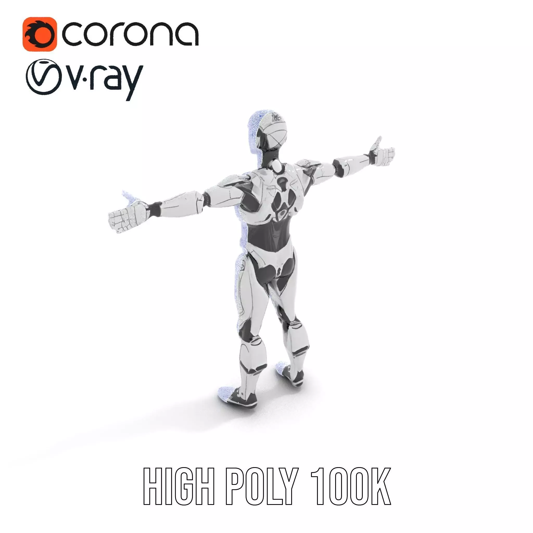 Futuristic Humanoid Robot Model Pack with Articulated Limbs Low-poly 3D model_31