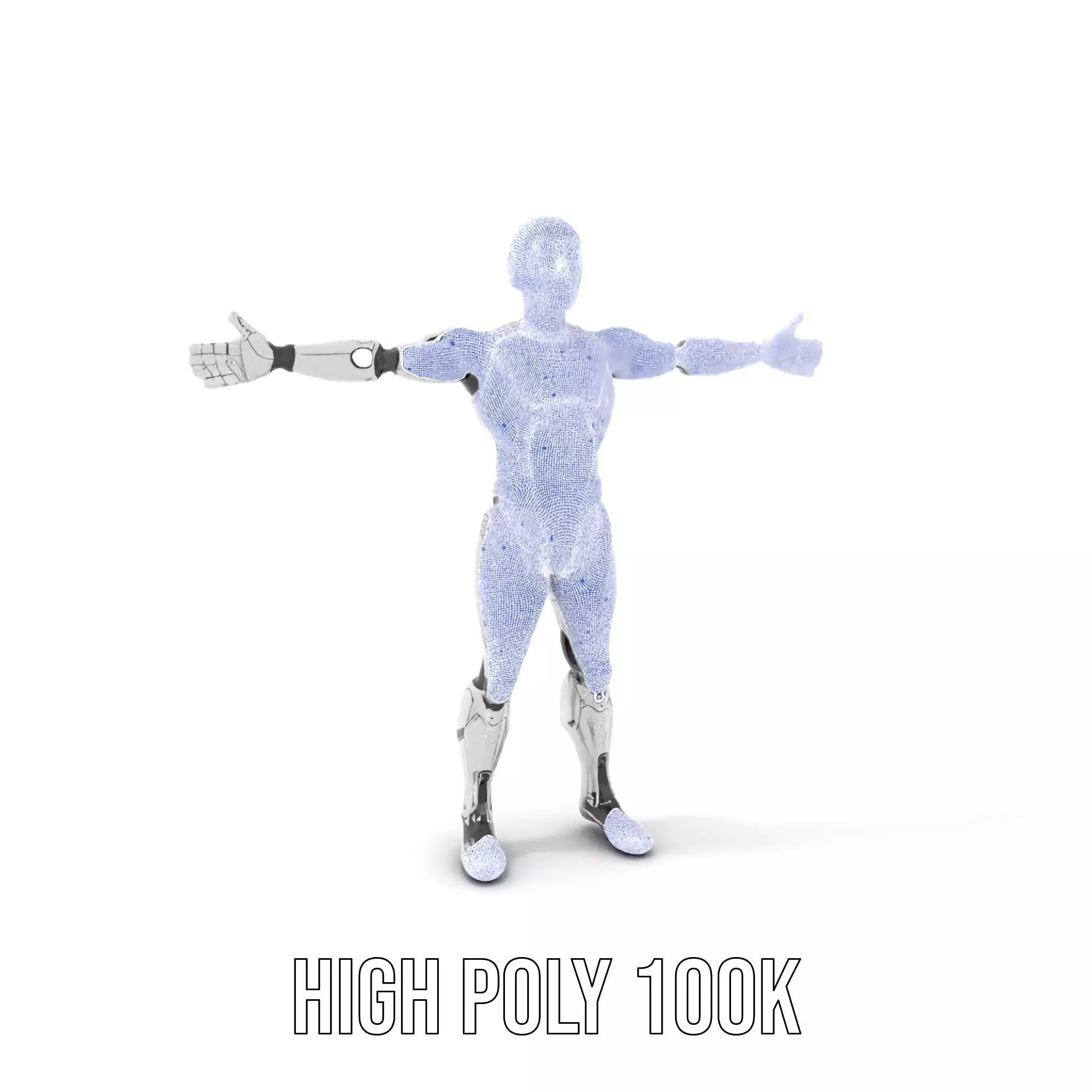 Futuristic Humanoid Robot Model Pack with Articulated Limbs Low-poly 3D model_4