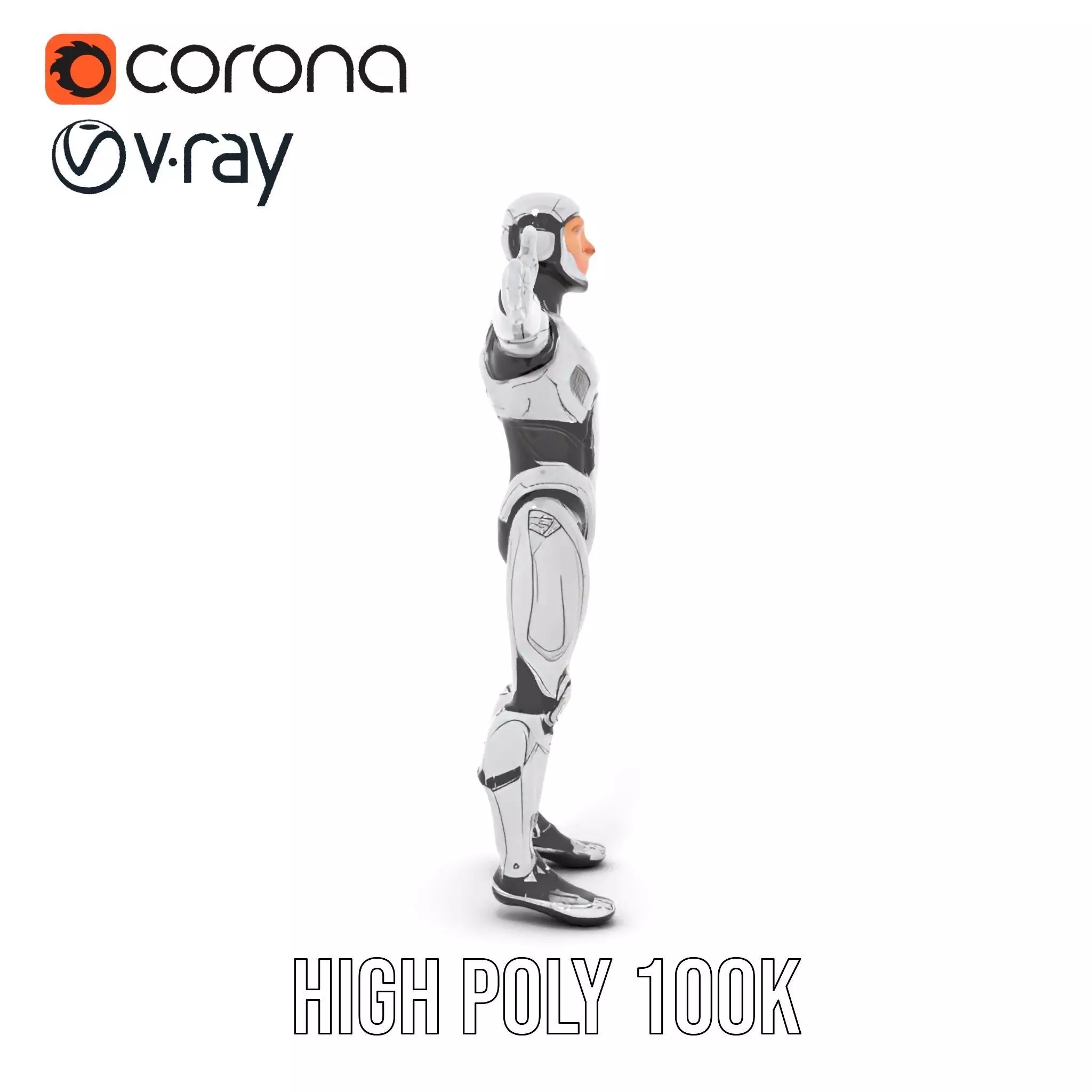 Futuristic Humanoid Robot Model Pack with Articulated Limbs Low-poly 3D model_22