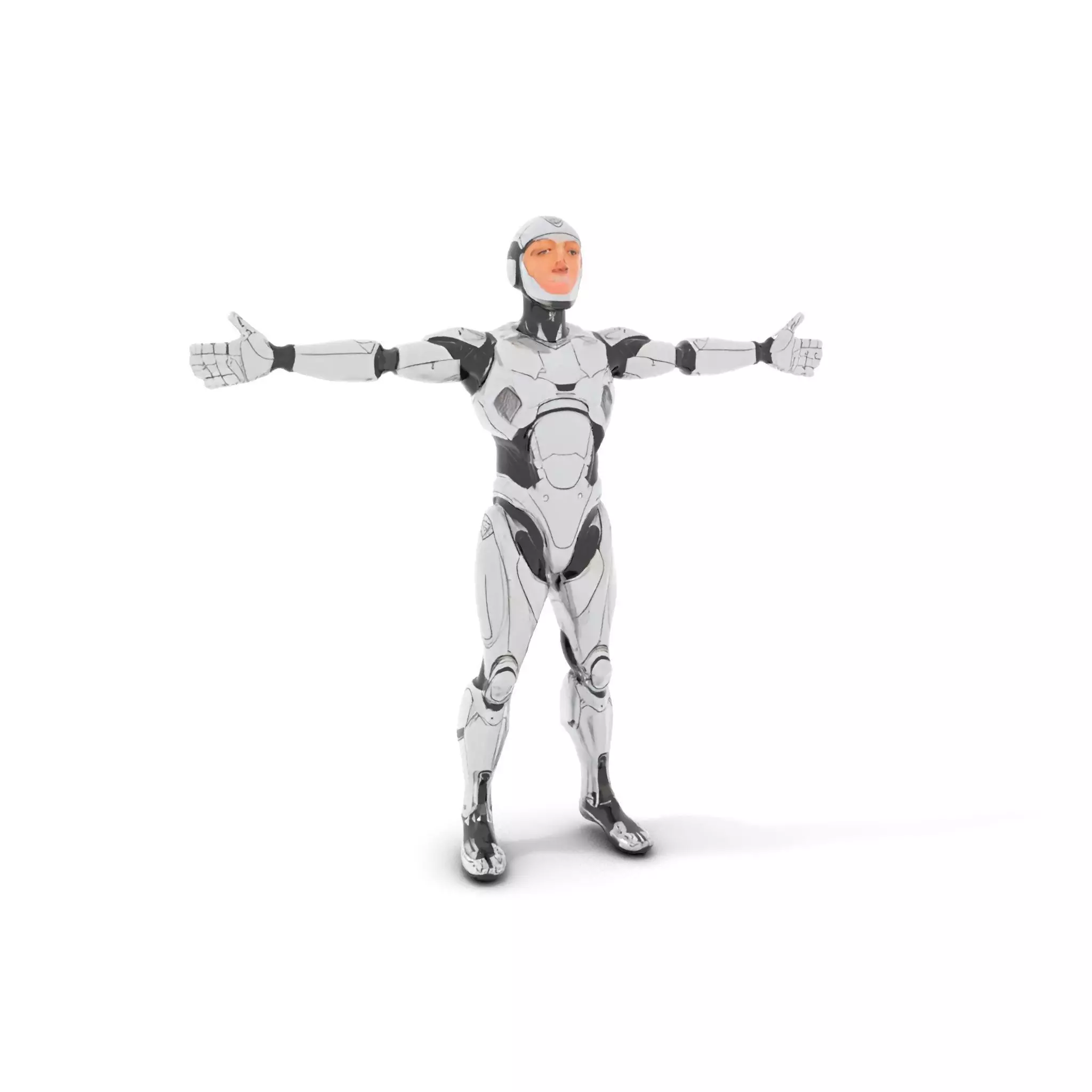 Futuristic Humanoid Robot Model Pack with Articulated Limbs Low-poly 3D model_0