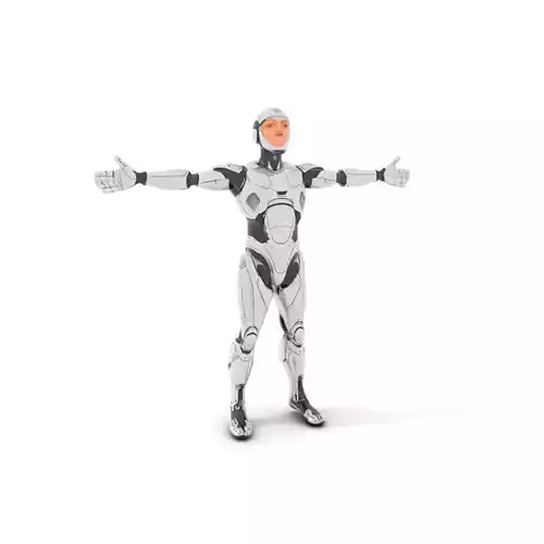 Futuristic Humanoid Robot Model Pack with Articulated Limbs Low-poly 3D model