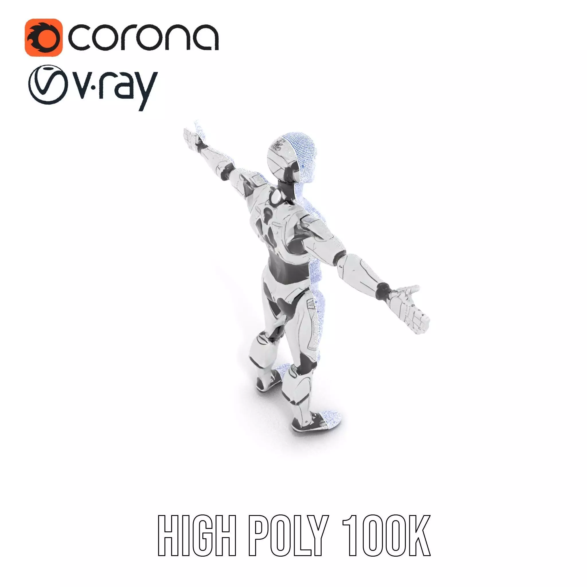 Futuristic Humanoid Robot Model Pack with Articulated Limbs Low-poly 3D model_32