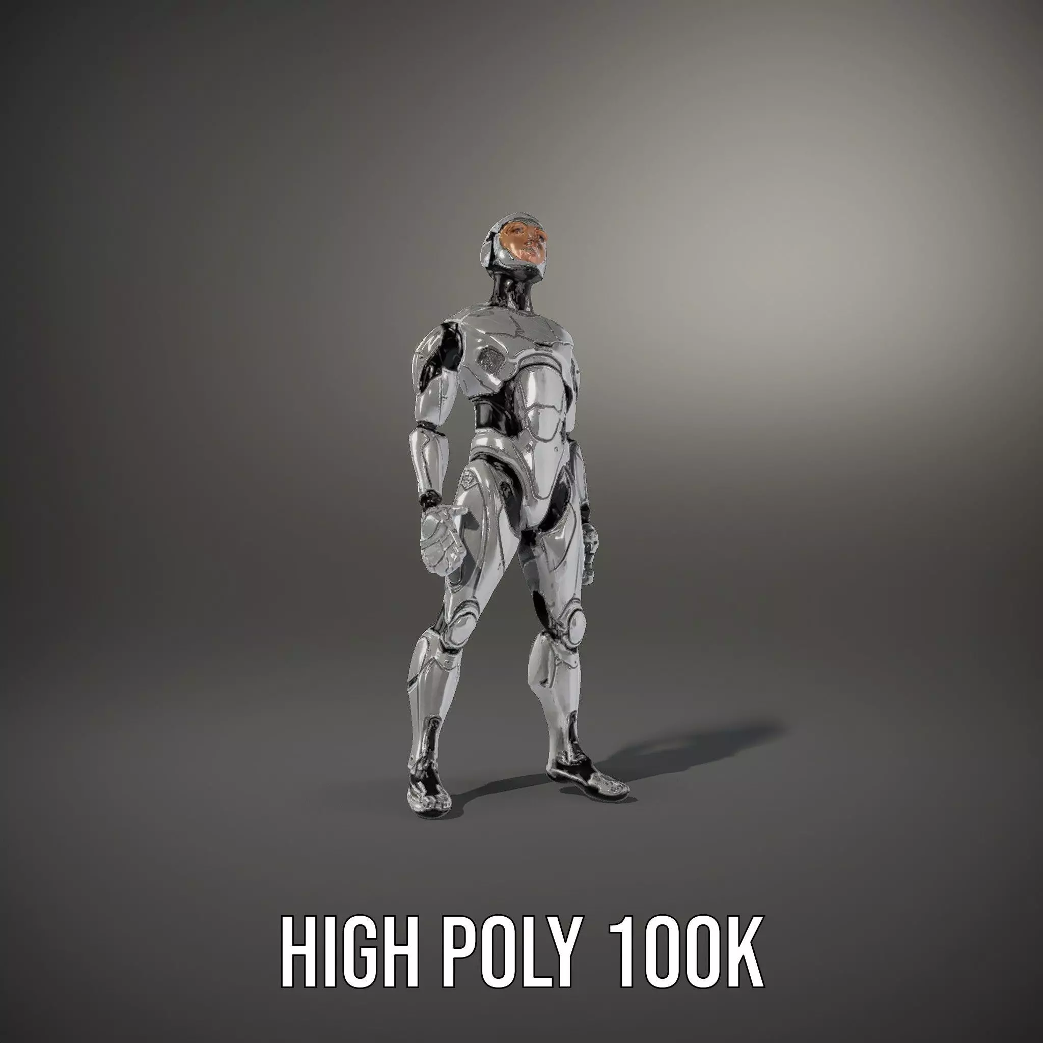 Futuristic Humanoid Robot Model Pack with Articulated Limbs Low-poly 3D model_28