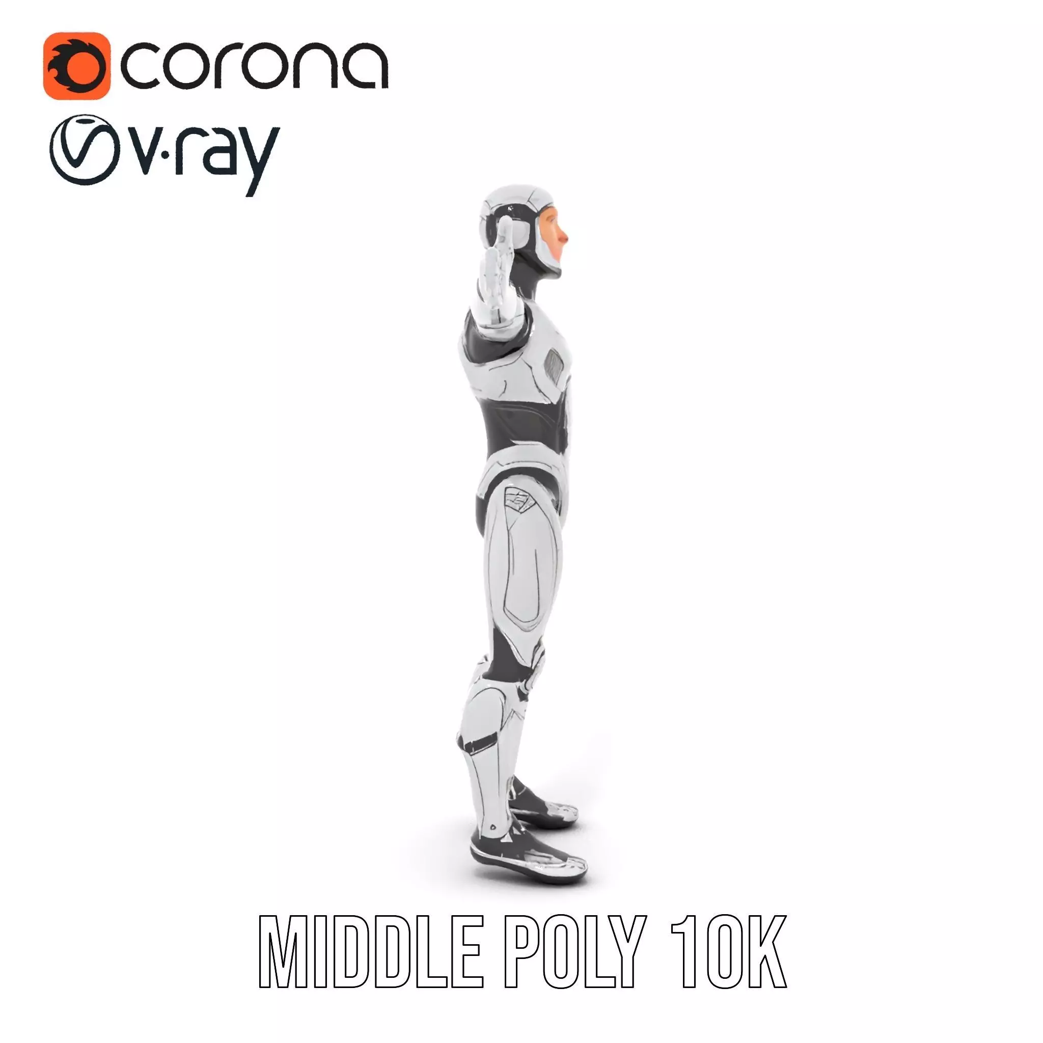 Futuristic Humanoid Robot Model Pack with Articulated Limbs Low-poly 3D model_23