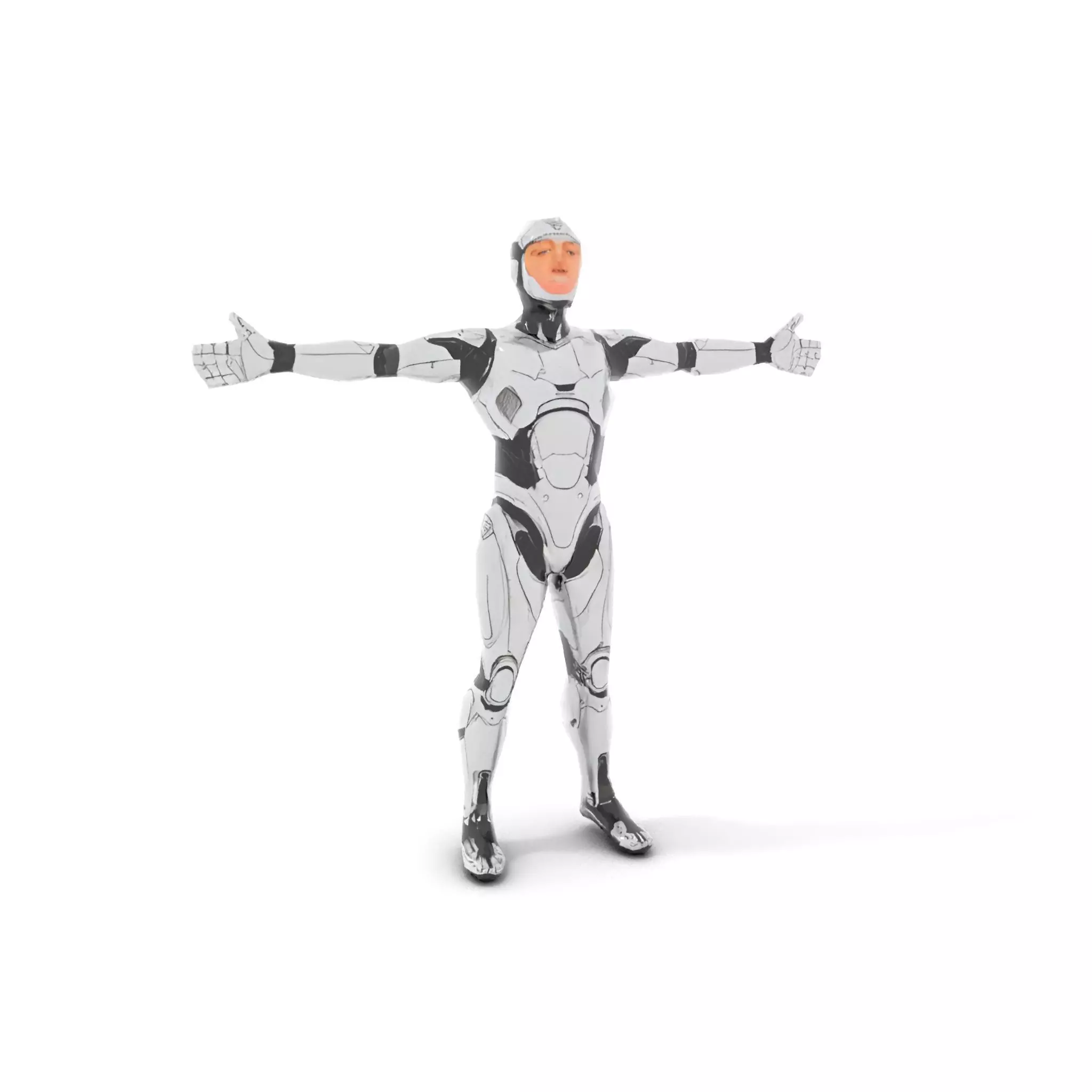 Futuristic Humanoid Robot Model Pack with Articulated Limbs Low-poly 3D model_8
