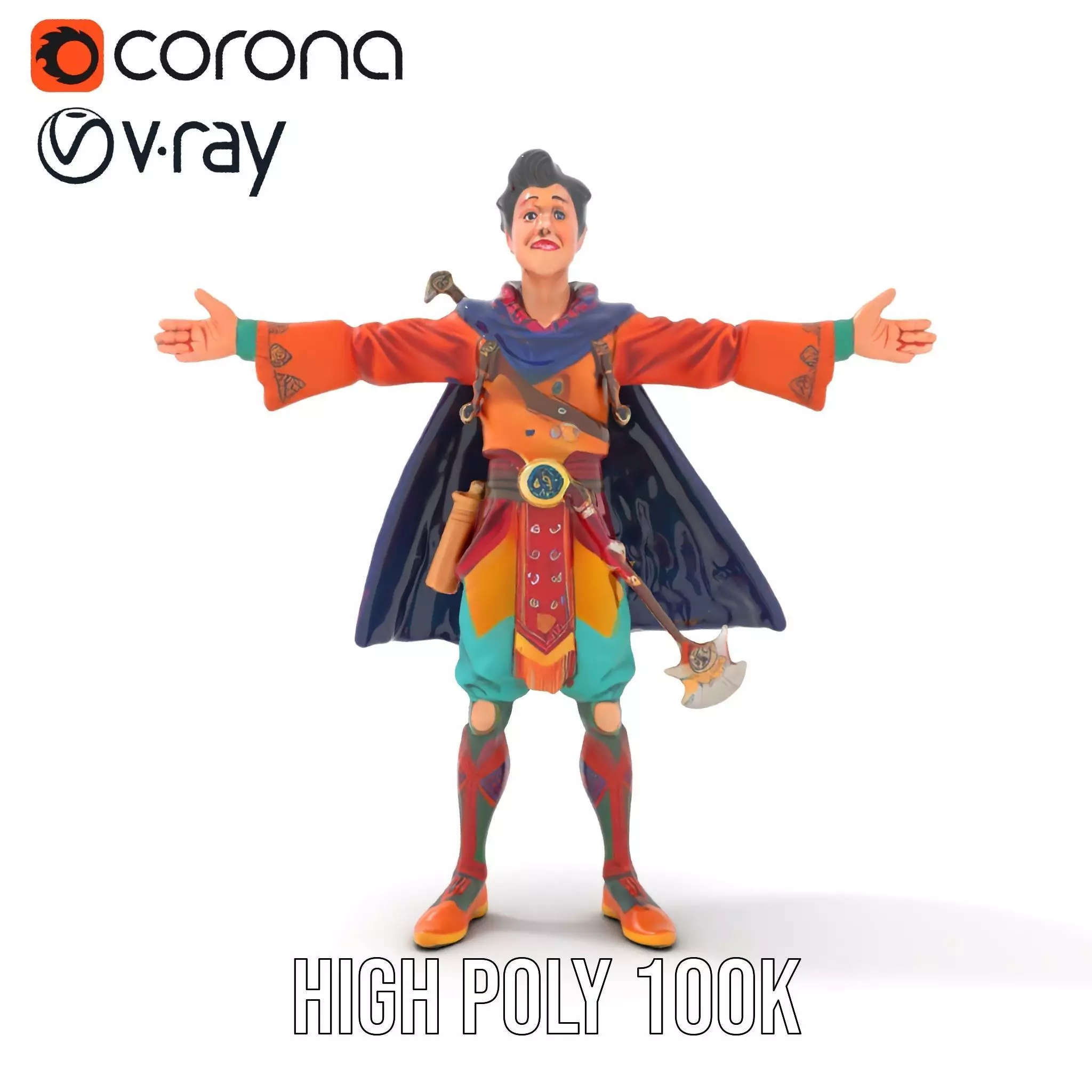 Colorful Fantasy Character Model Pack for Rendering Low-poly 3D model_17