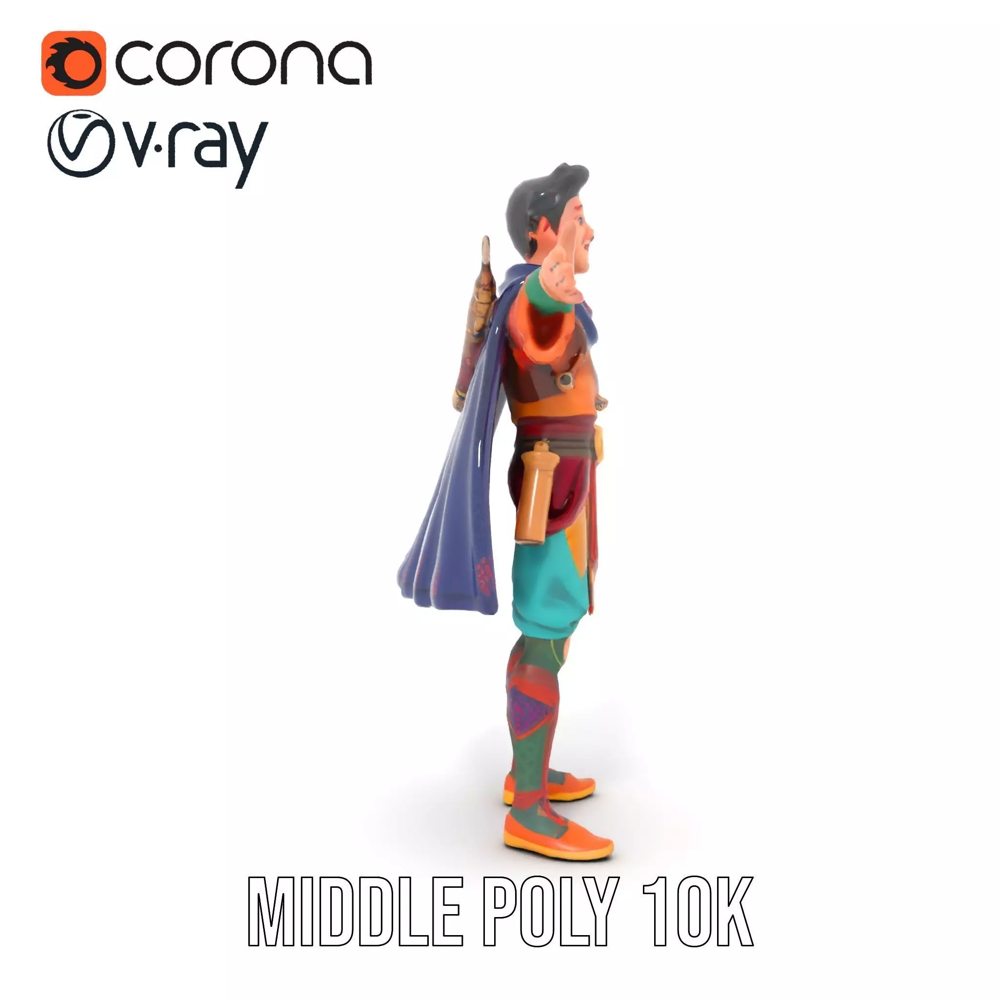Colorful Fantasy Character Model Pack for Rendering Low-poly 3D model_5