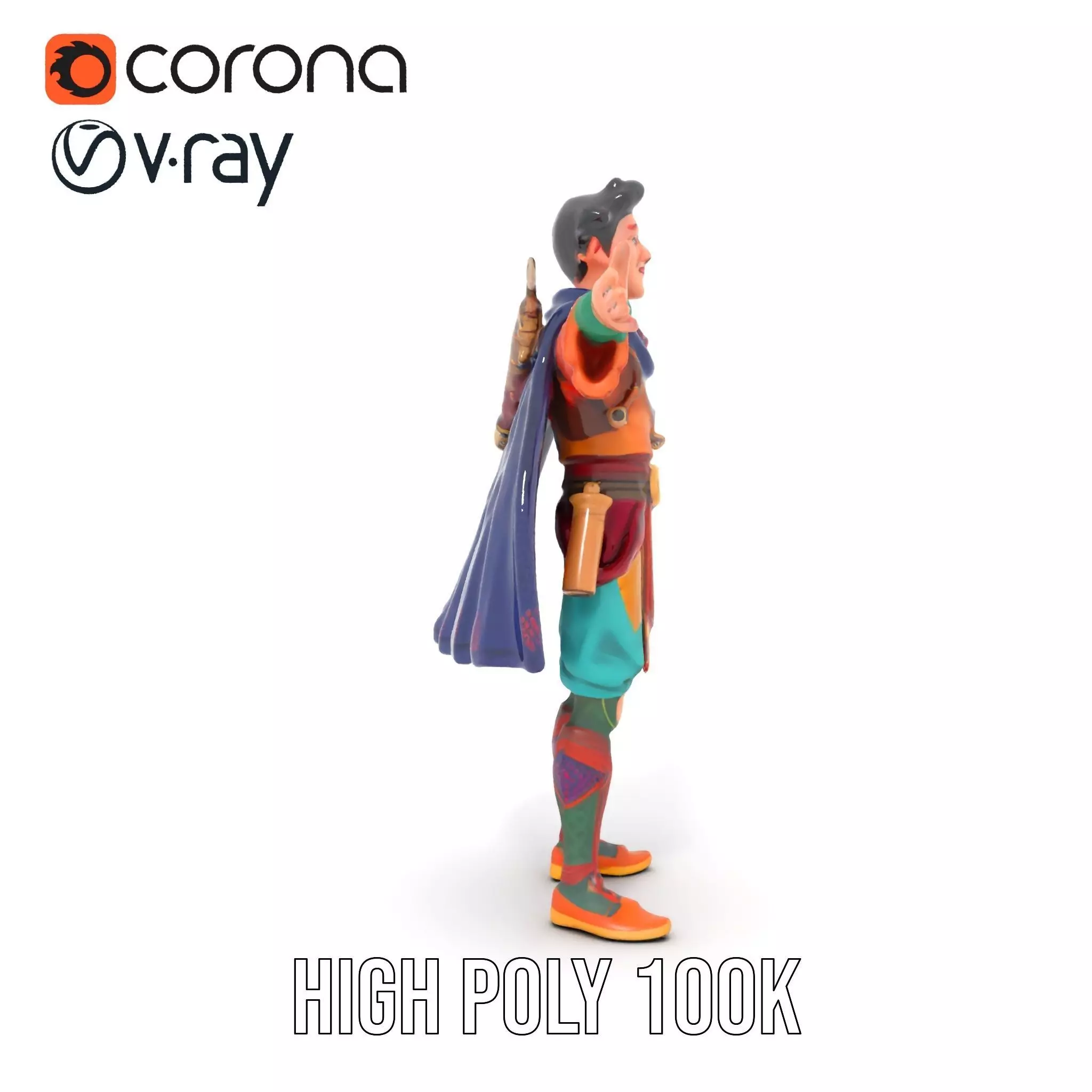 Colorful Fantasy Character Model Pack for Rendering Low-poly 3D model_12