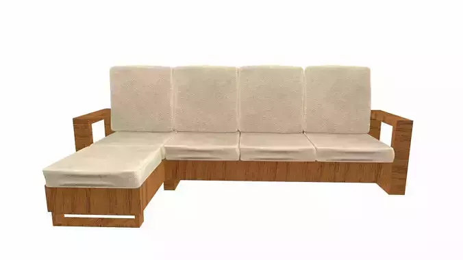 L Shape Sofa PBR Textured Low-poly 3D model