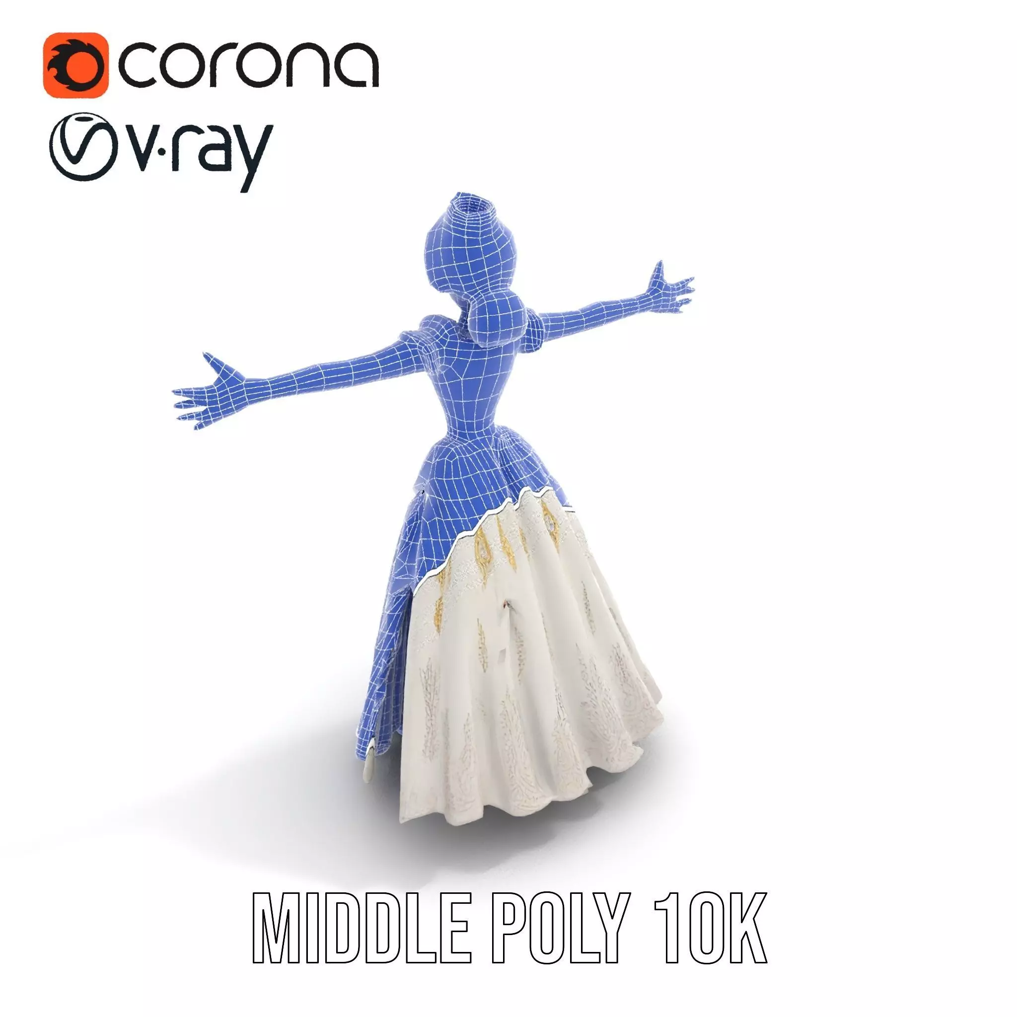 Princess Character Model Pack with Detailed Gown Low-poly 3D model_11