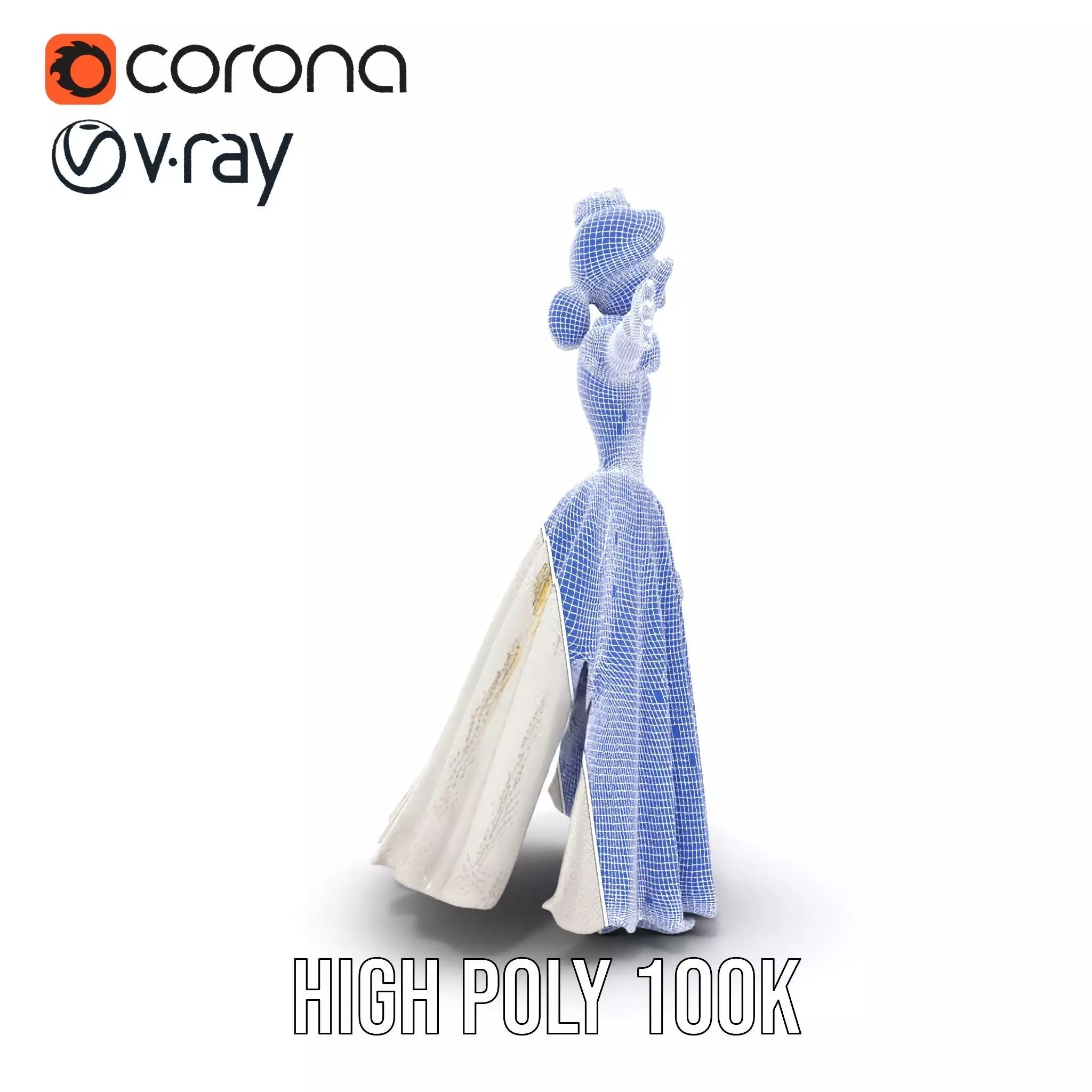Princess Character Model Pack with Detailed Gown Low-poly 3D model_30