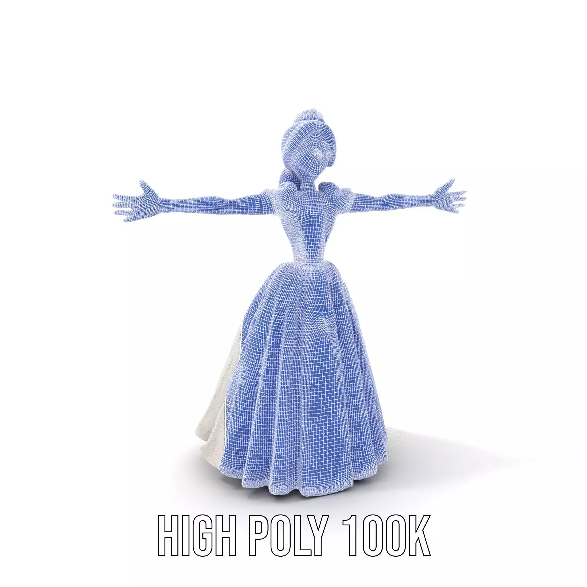 Princess Character Model Pack with Detailed Gown Low-poly 3D model_5