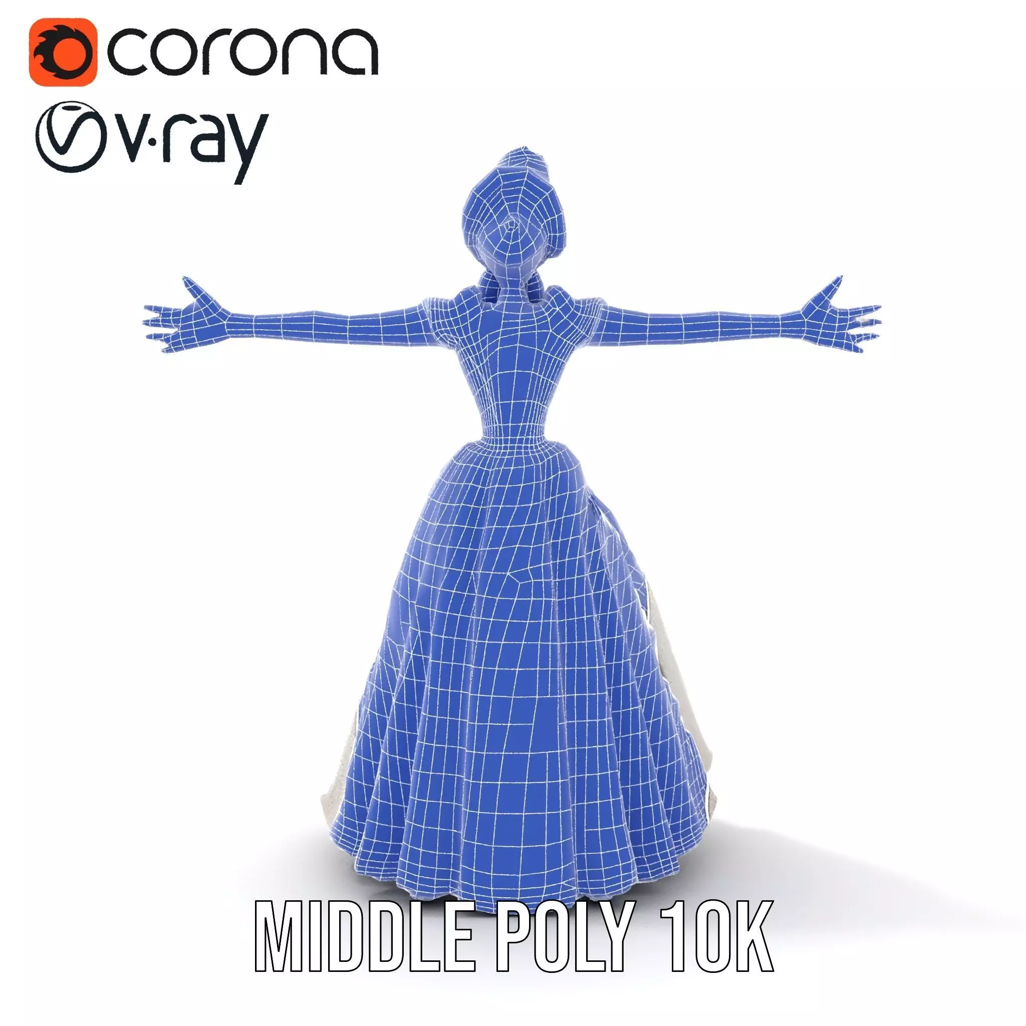 Princess Character Model Pack with Detailed Gown Low-poly 3D model_26