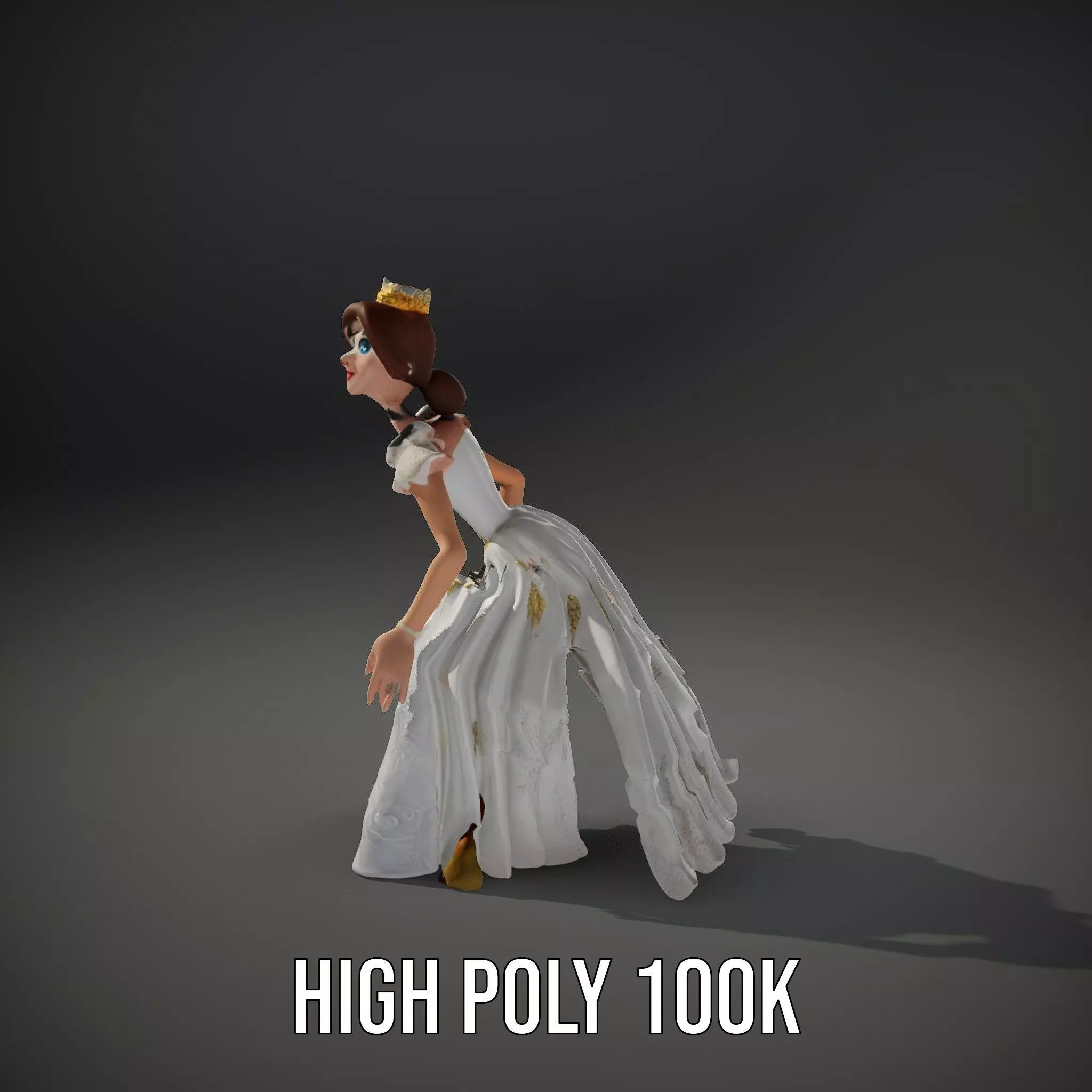 Princess Character Model Pack with Detailed Gown Low-poly 3D model_33